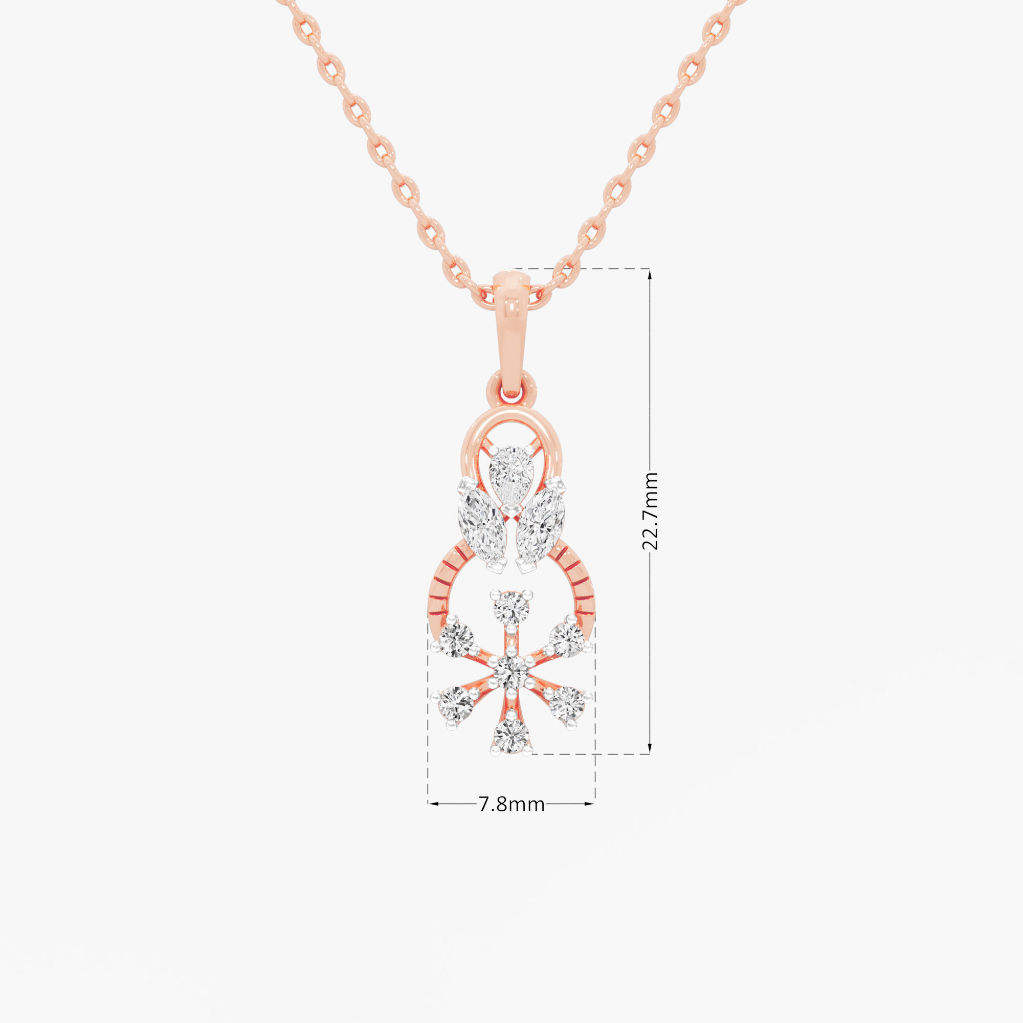 Poise Cross Diamond Pendants | Pendant Only in 9KT Rose Gold (Diamond Quality: FG-VVS VS)