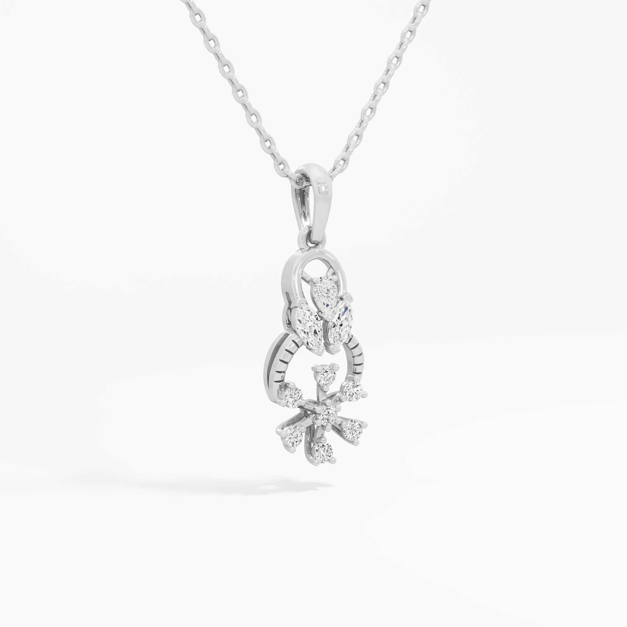 Poise Cross Diamond Pendants | Chain Available Separately in 9KT White Gold (Diamond Quality: FG-VVS VS)