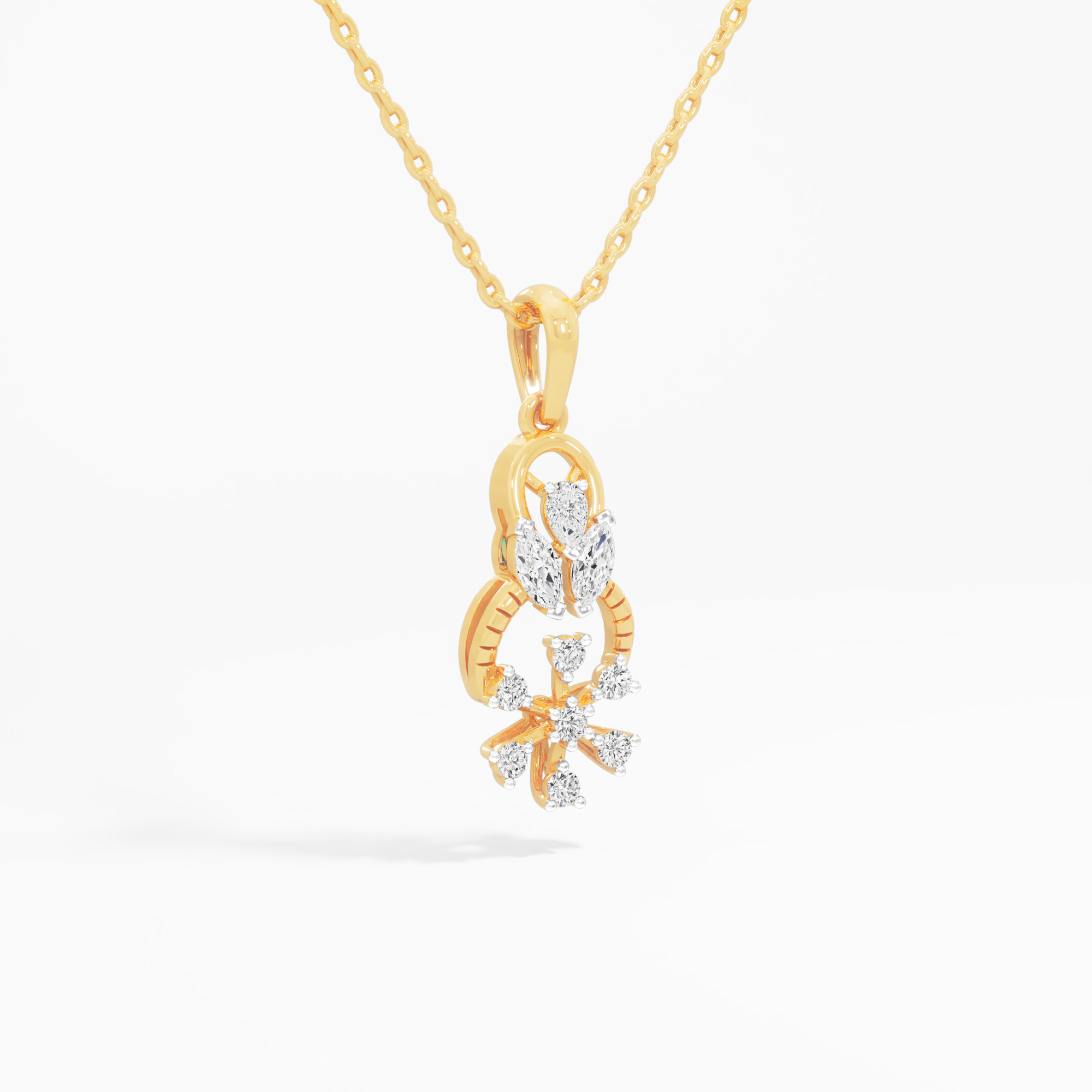 Poise Cross Diamond Pendants | Individual Pendant in 9KT Yellow Gold (Diamond Quality: FG-VVS VS)