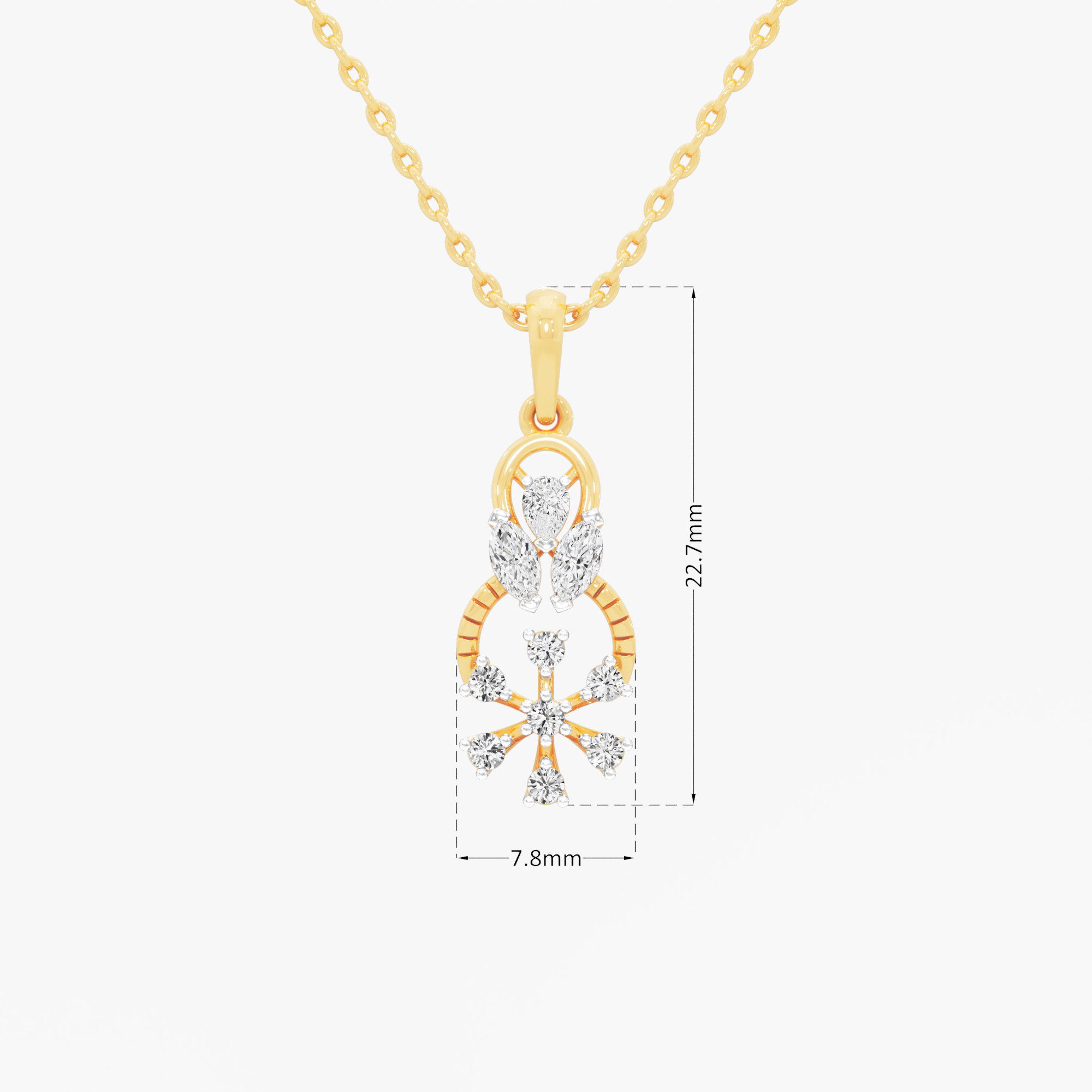 Poise Cross Diamond Pendants | Individual Pendant in 9KT Yellow Gold (Diamond Quality: FG-VVS VS)