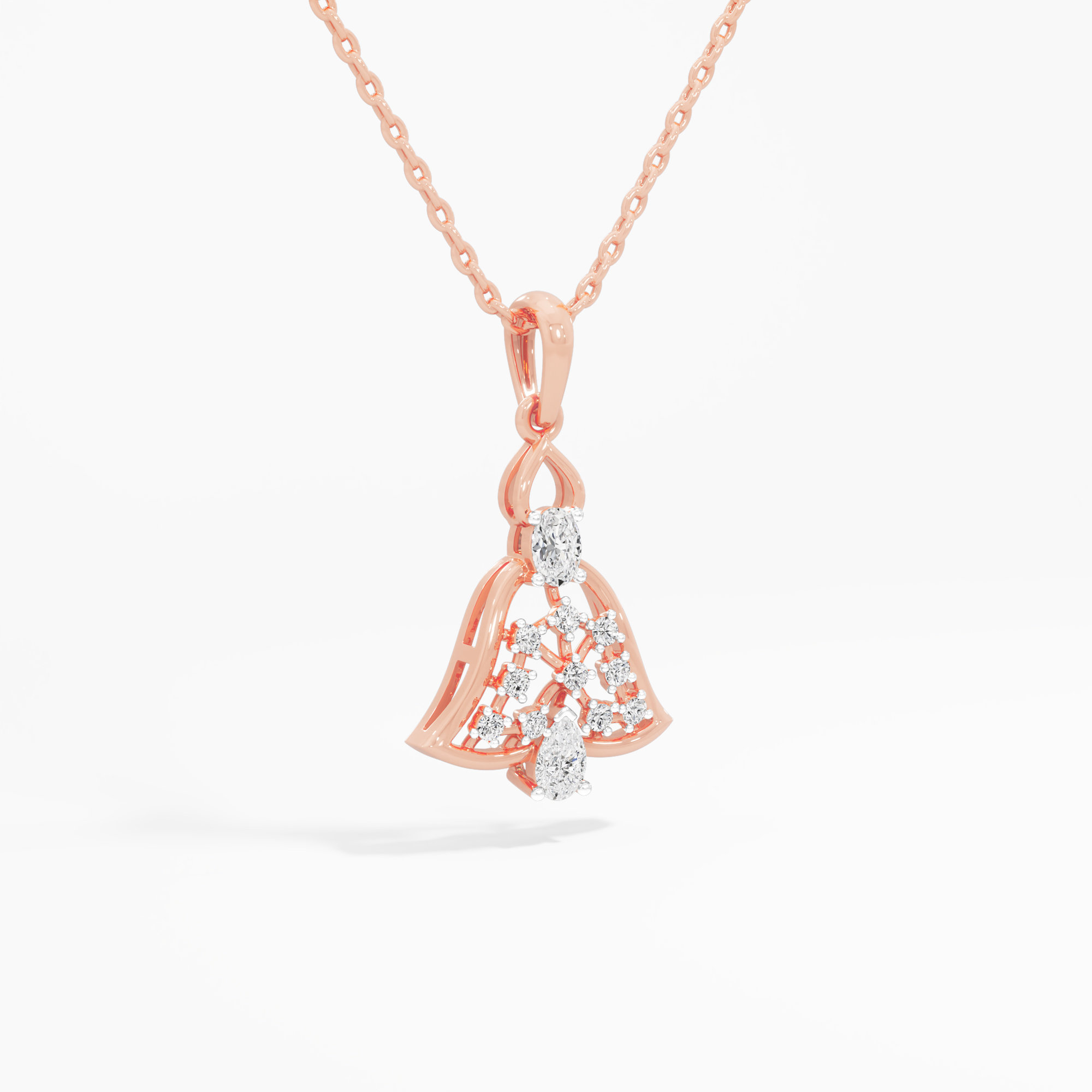 Gentle Chime Diamond Pendants | Pendant Only in 9KT Rose Gold (Diamond Quality: FG-VVS VS)