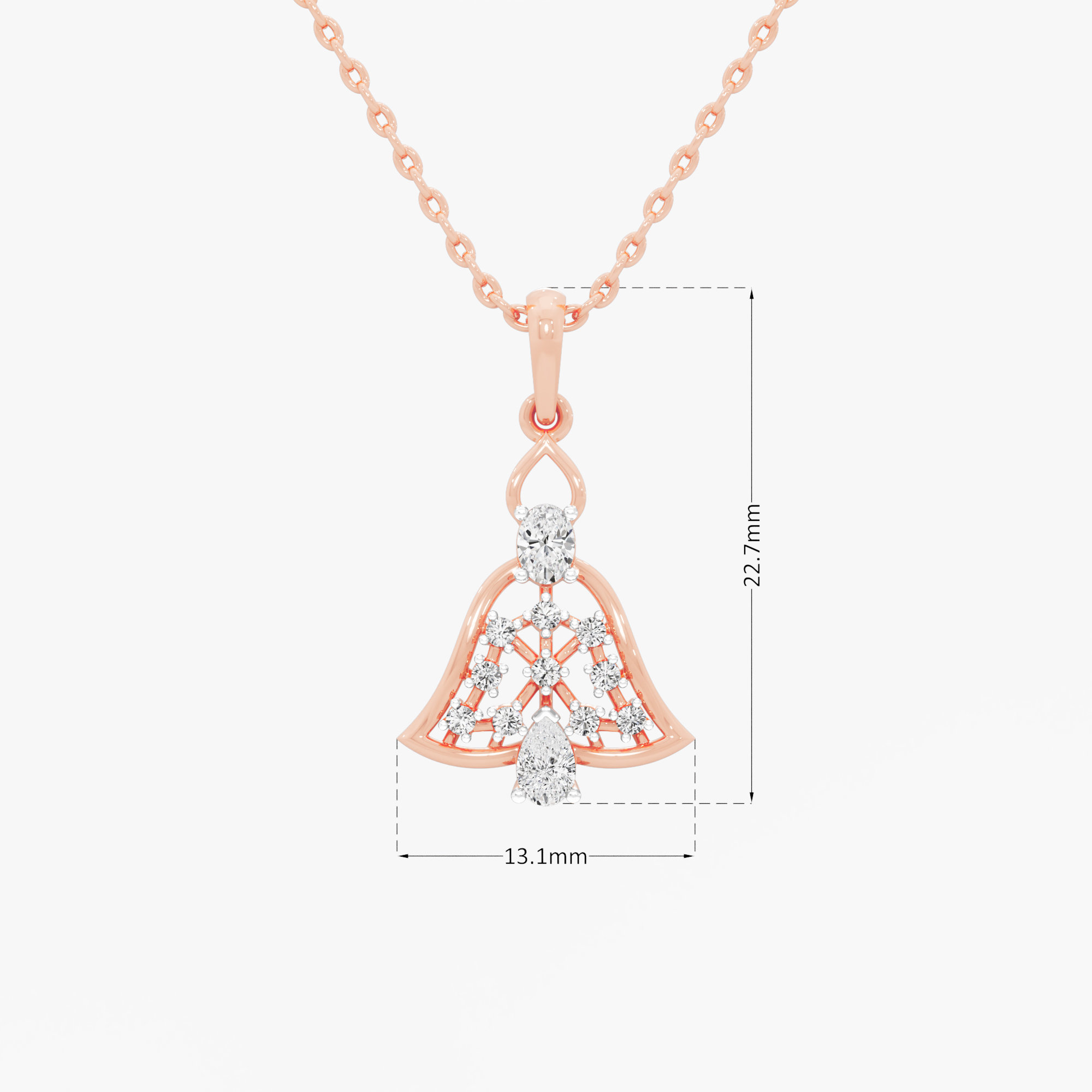 Gentle Chime Diamond Pendants | Pendant Only in 9KT Rose Gold (Diamond Quality: FG-VVS VS)