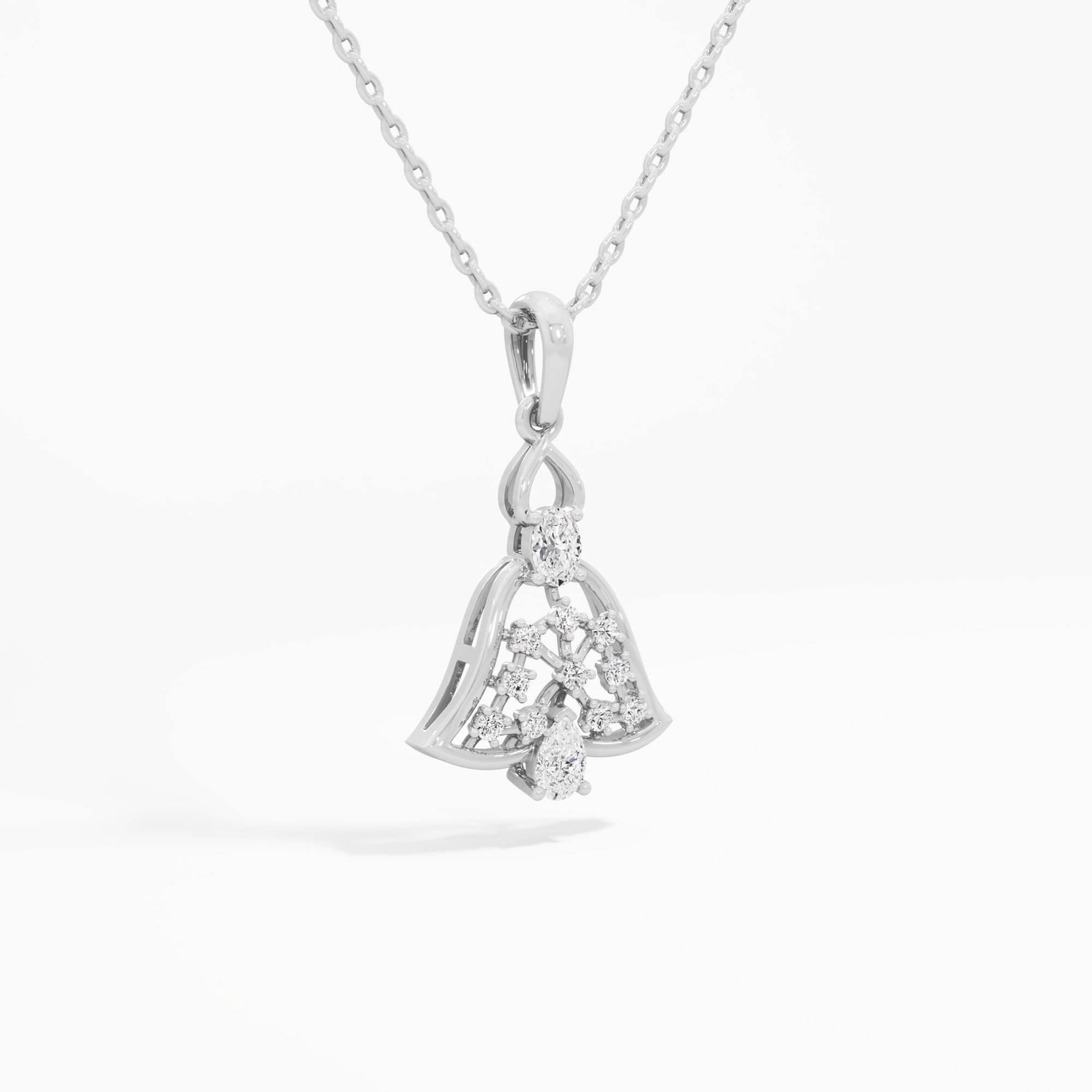 Gentle Chime Diamond Pendants | Chain Available Separately in 9KT White Gold (Diamond Quality: FG-VVS VS)