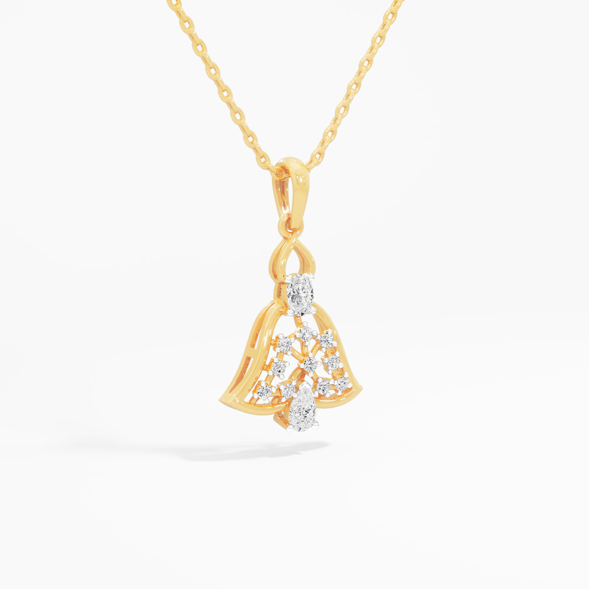 Gentle Chime Diamond Pendants | Individual Pendant in 9KT Yellow Gold (Diamond Quality: FG-VVS VS)