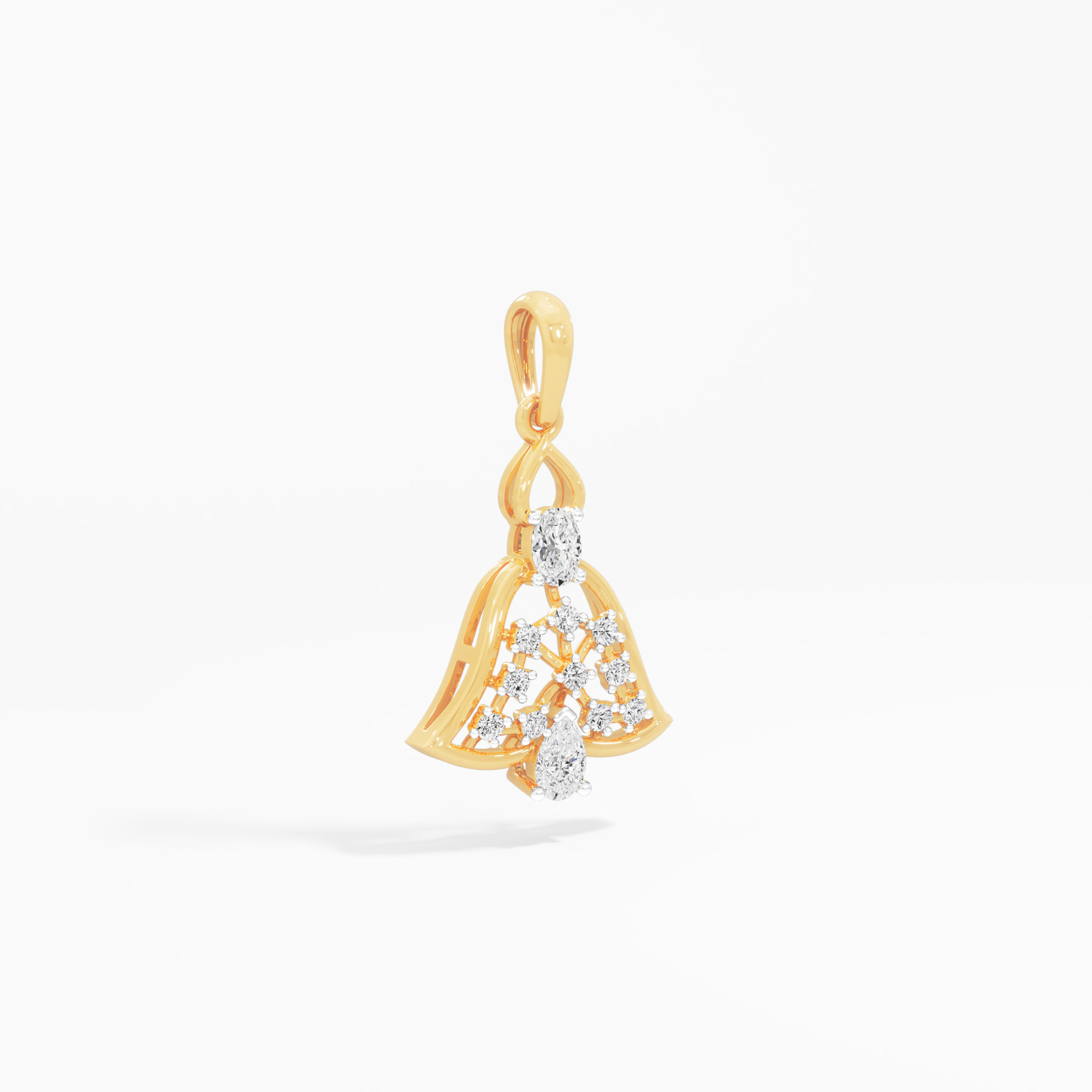 Gentle Chime Diamond Pendants | Individual Pendant in 9KT Yellow Gold (Diamond Quality: FG-VVS VS)