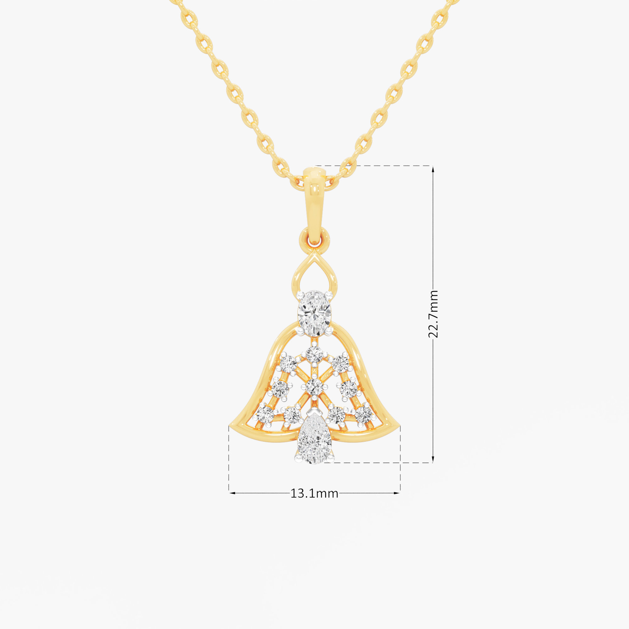 Gentle Chime Diamond Pendants | Individual Pendant in 9KT Yellow Gold (Diamond Quality: FG-VVS VS)
