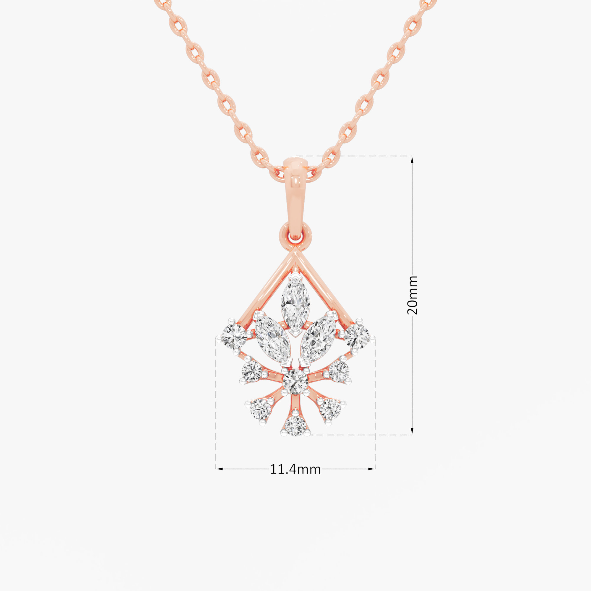 Firefly Flare Diamond Pendants | Pendant Only in 9KT Rose Gold (Diamond Quality: FG-VVS VS)
