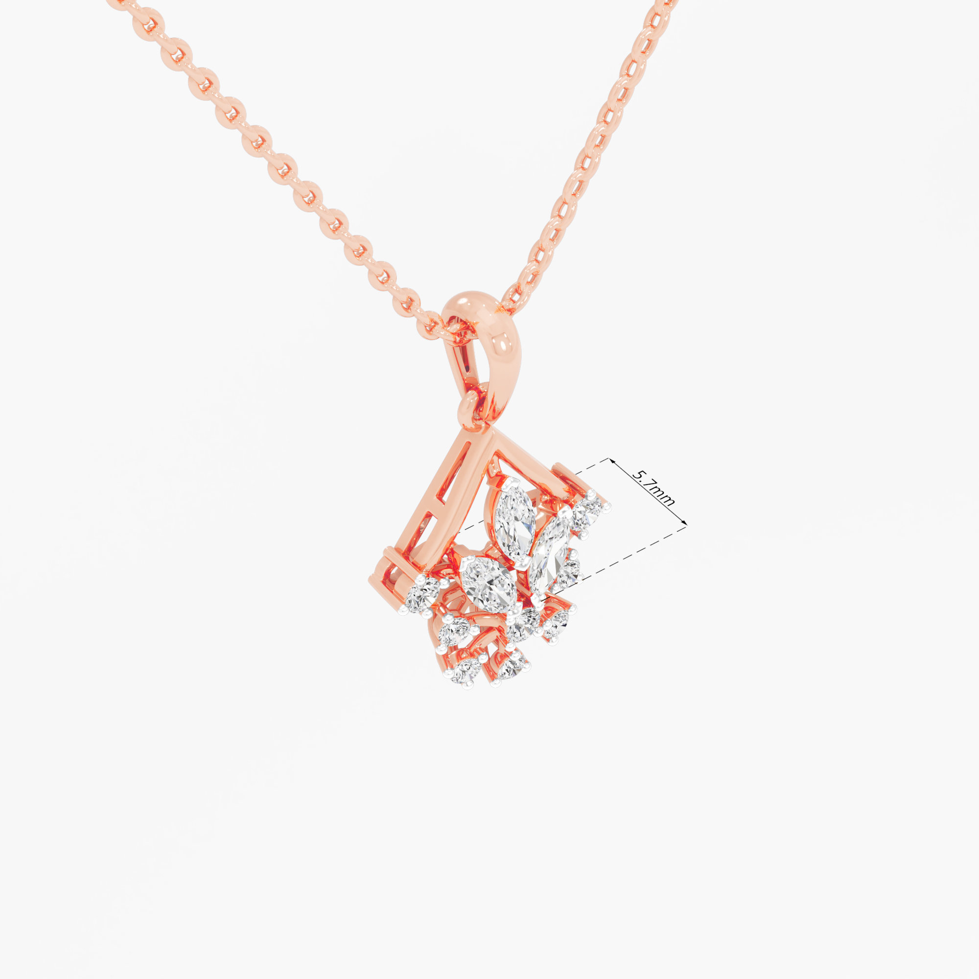 Firefly Flare Diamond Pendants | Pendant Only in 9KT Rose Gold (Diamond Quality: FG-VVS VS)