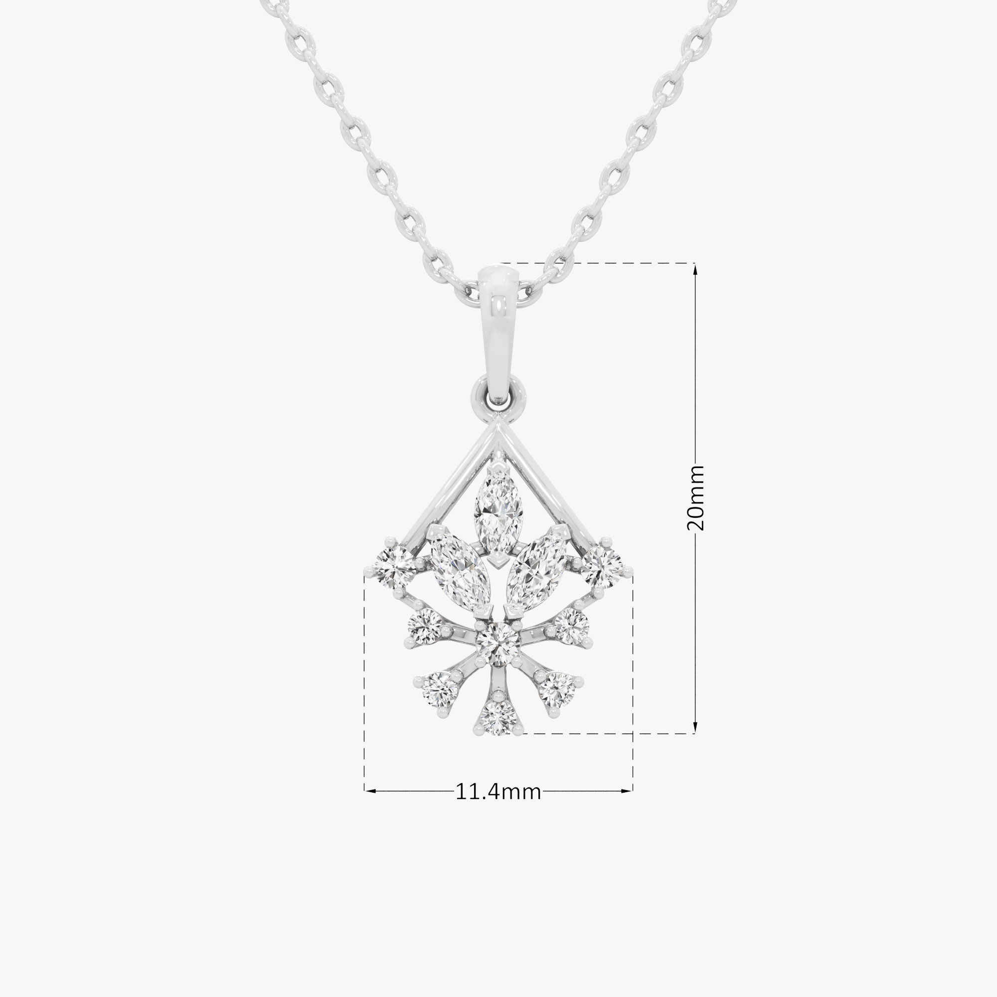 Firefly Flare Diamond Pendants | Chain Available Separately in 9KT White Gold (Diamond Quality: FG-VVS VS)