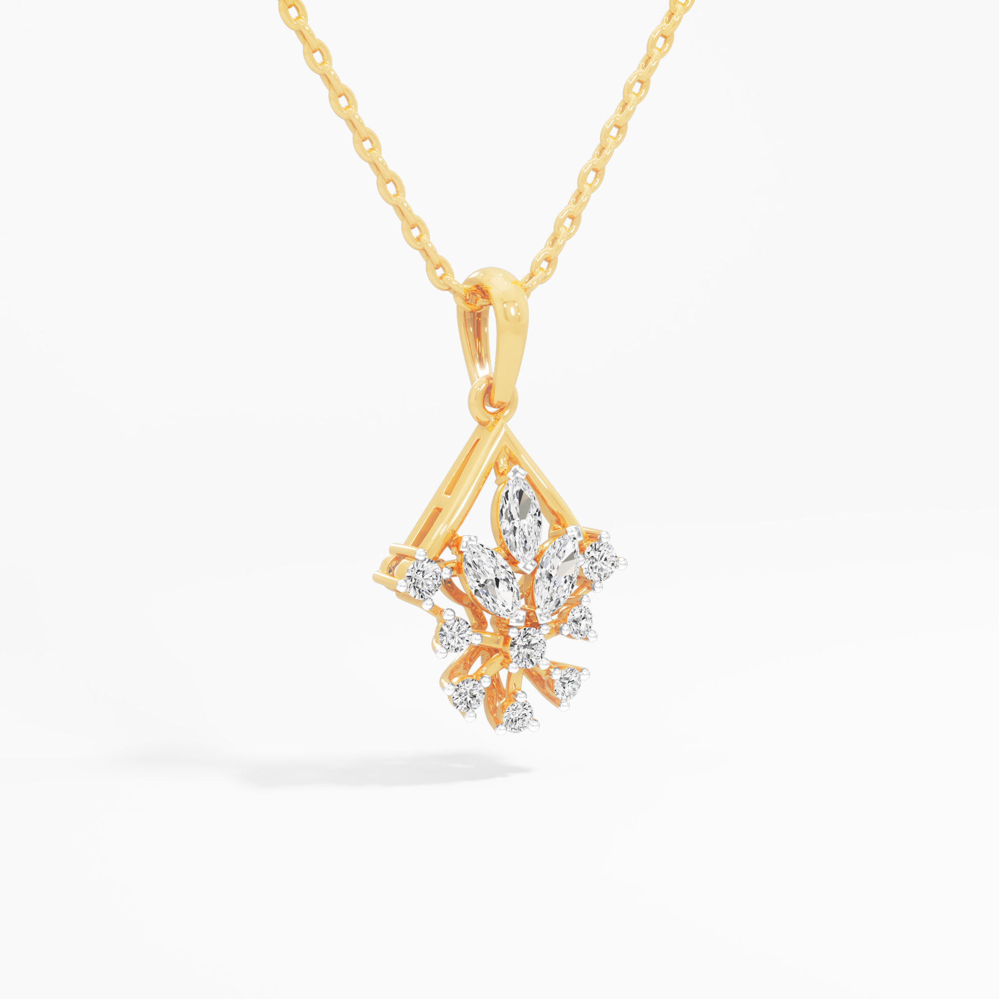 Firefly Flare Diamond Pendants | Individual Pendant in 9KT Yellow Gold (Diamond Quality: FG-VVS VS)