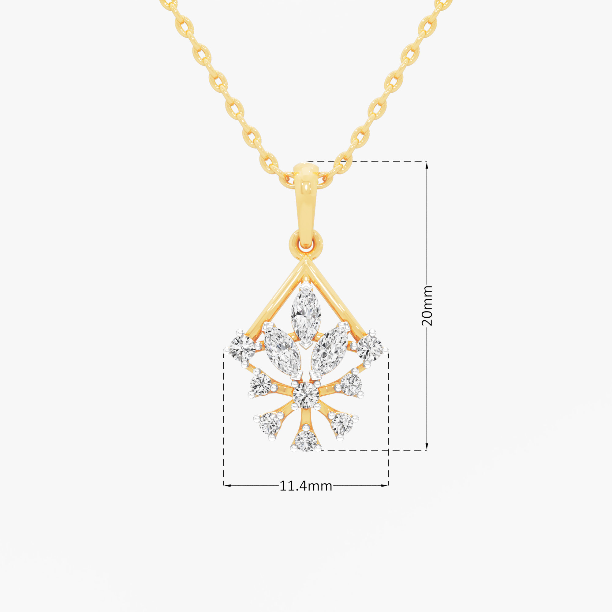 Firefly Flare Diamond Pendants | Individual Pendant in 9KT Yellow Gold (Diamond Quality: FG-VVS VS)