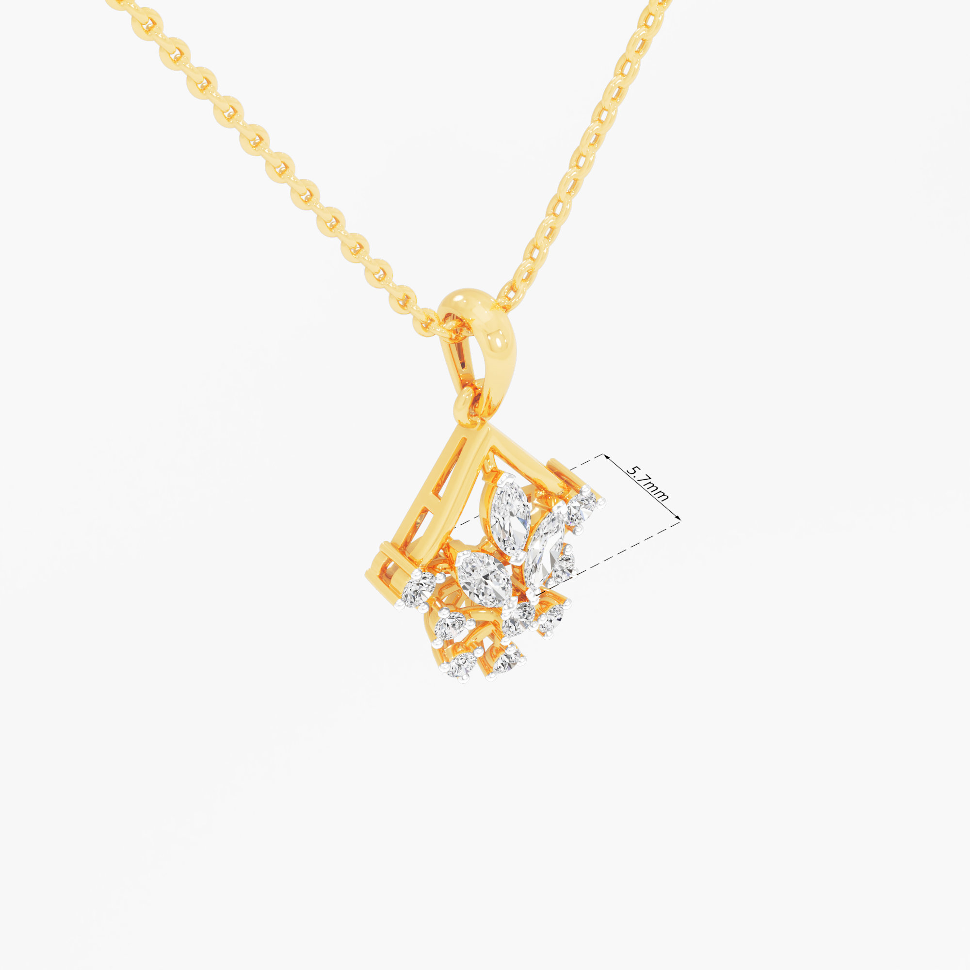 Firefly Flare Diamond Pendants | Individual Pendant in 9KT Yellow Gold (Diamond Quality: FG-VVS VS)