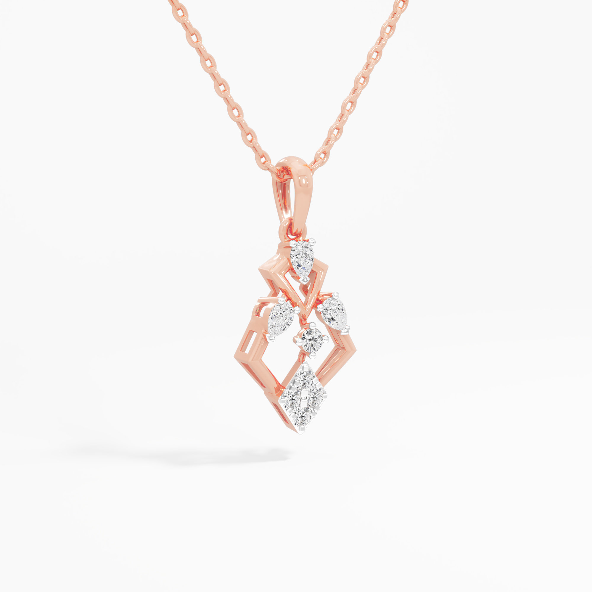 Regal Drape Diamond Pendants | Pendant Only in 9KT Rose Gold (Diamond Quality: FG-VVS VS)
