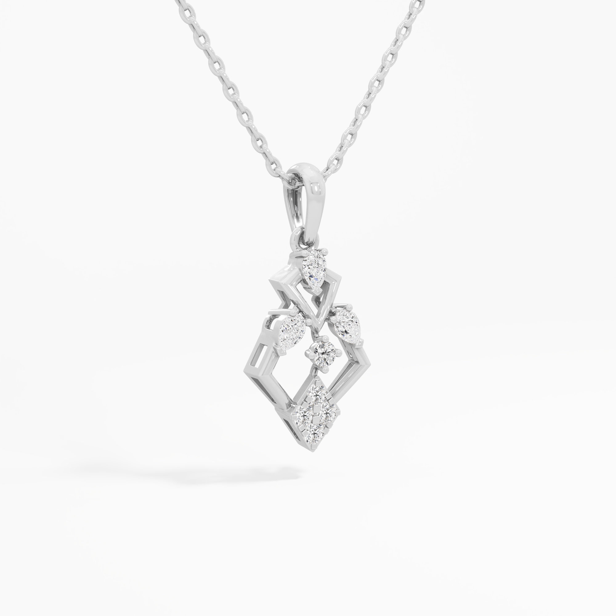 Regal Drape Diamond Pendants | Chain Available Separately in 9KT White Gold (Diamond Quality: FG-VVS VS)