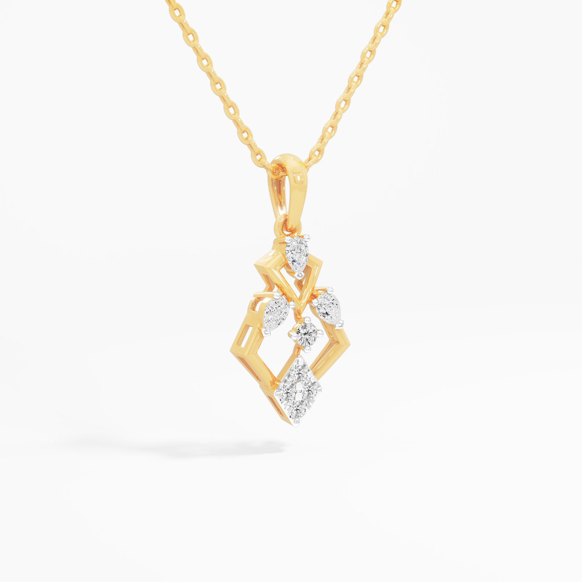 Regal Drape Diamond Pendants | Individual Pendant in 9KT Yellow Gold (Diamond Quality: FG-VVS VS)