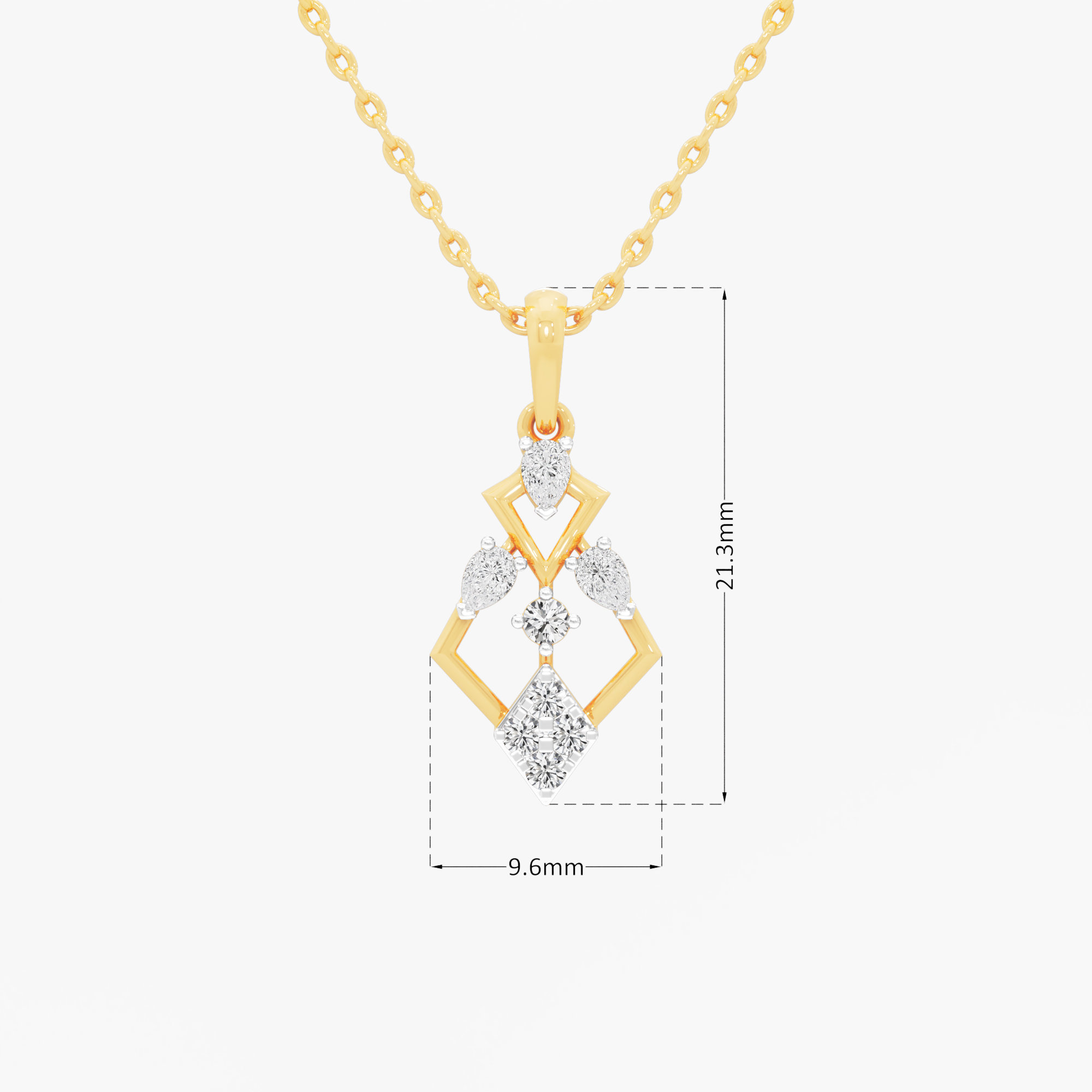 Regal Drape Diamond Pendants | Individual Pendant in 9KT Yellow Gold (Diamond Quality: FG-VVS VS)