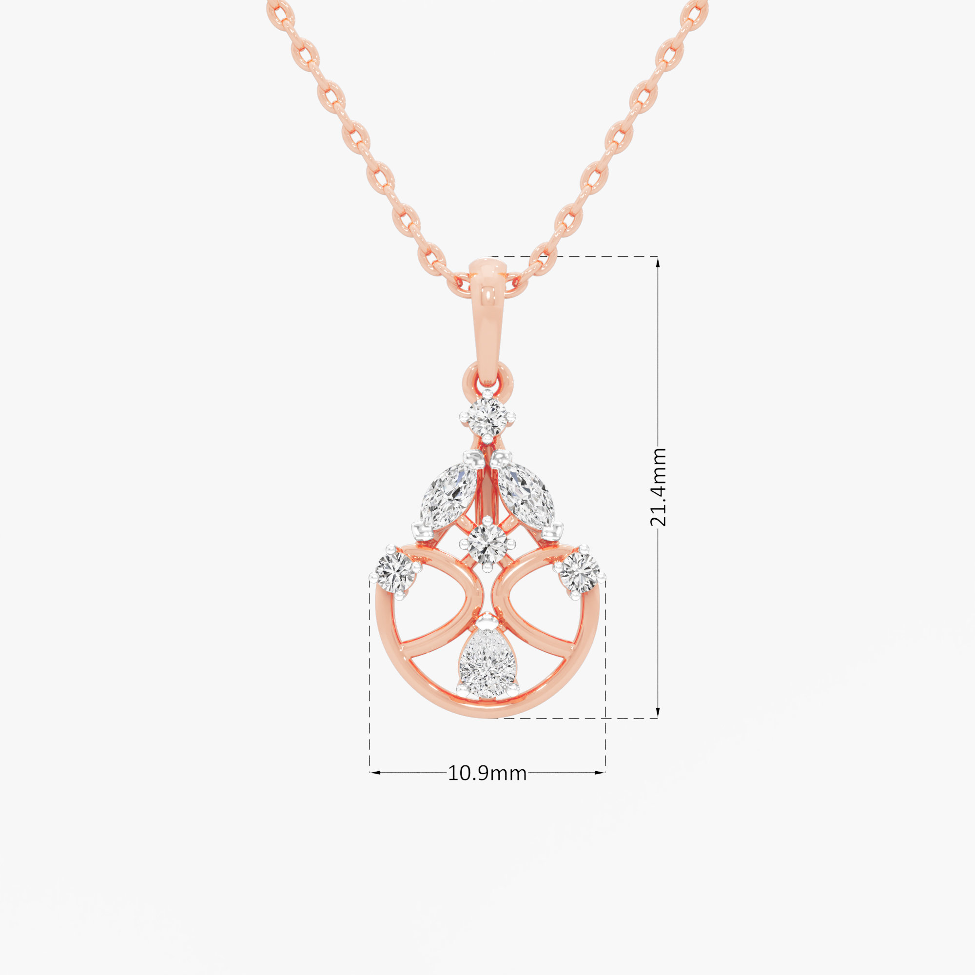 Celestial Wheel Diamond Pendants | Pendant Only in 9KT Rose Gold (Diamond Quality: FG-VVS VS)