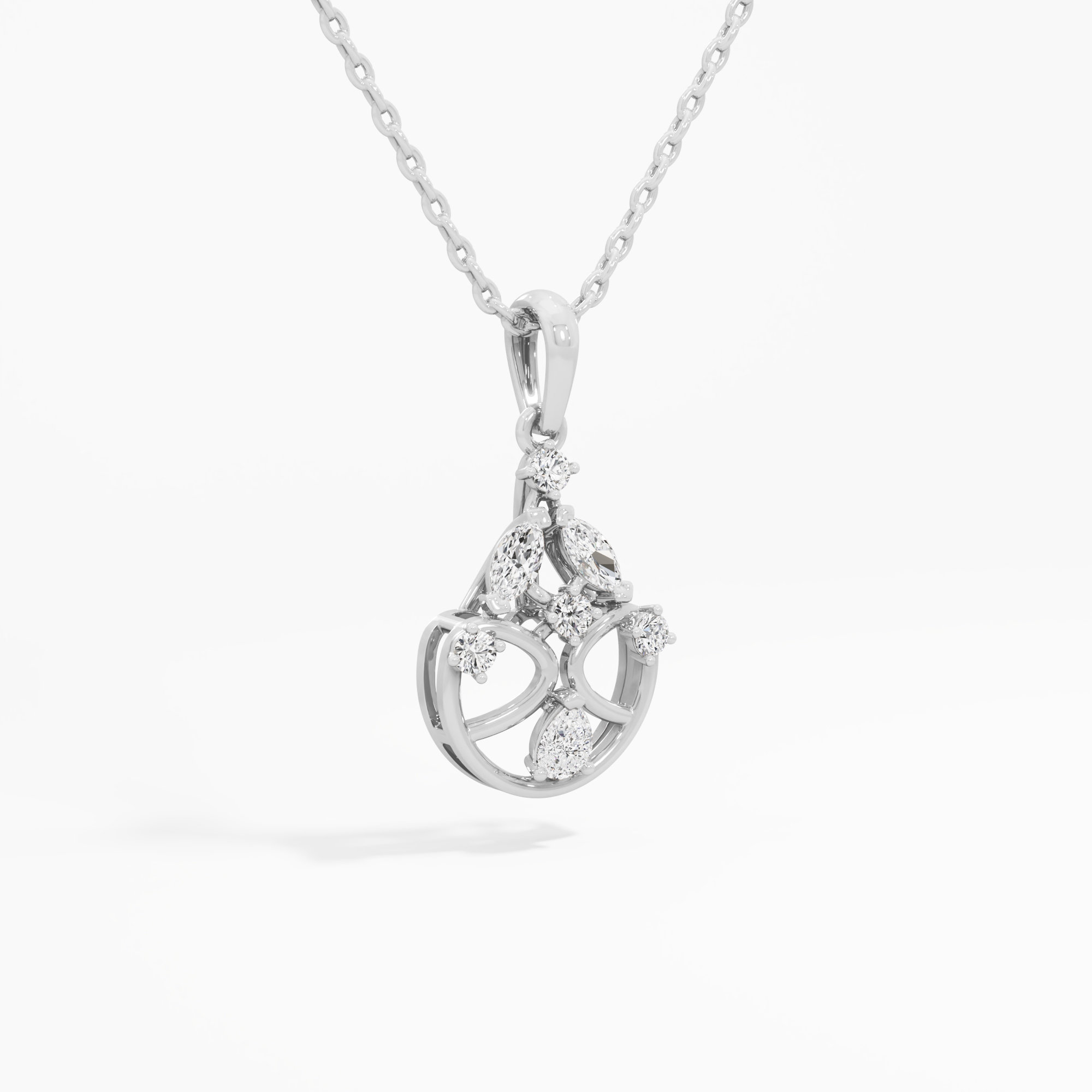 Celestial Wheel Diamond Pendants | Chain Available Separately in 9KT White Gold (Diamond Quality: FG-VVS VS)