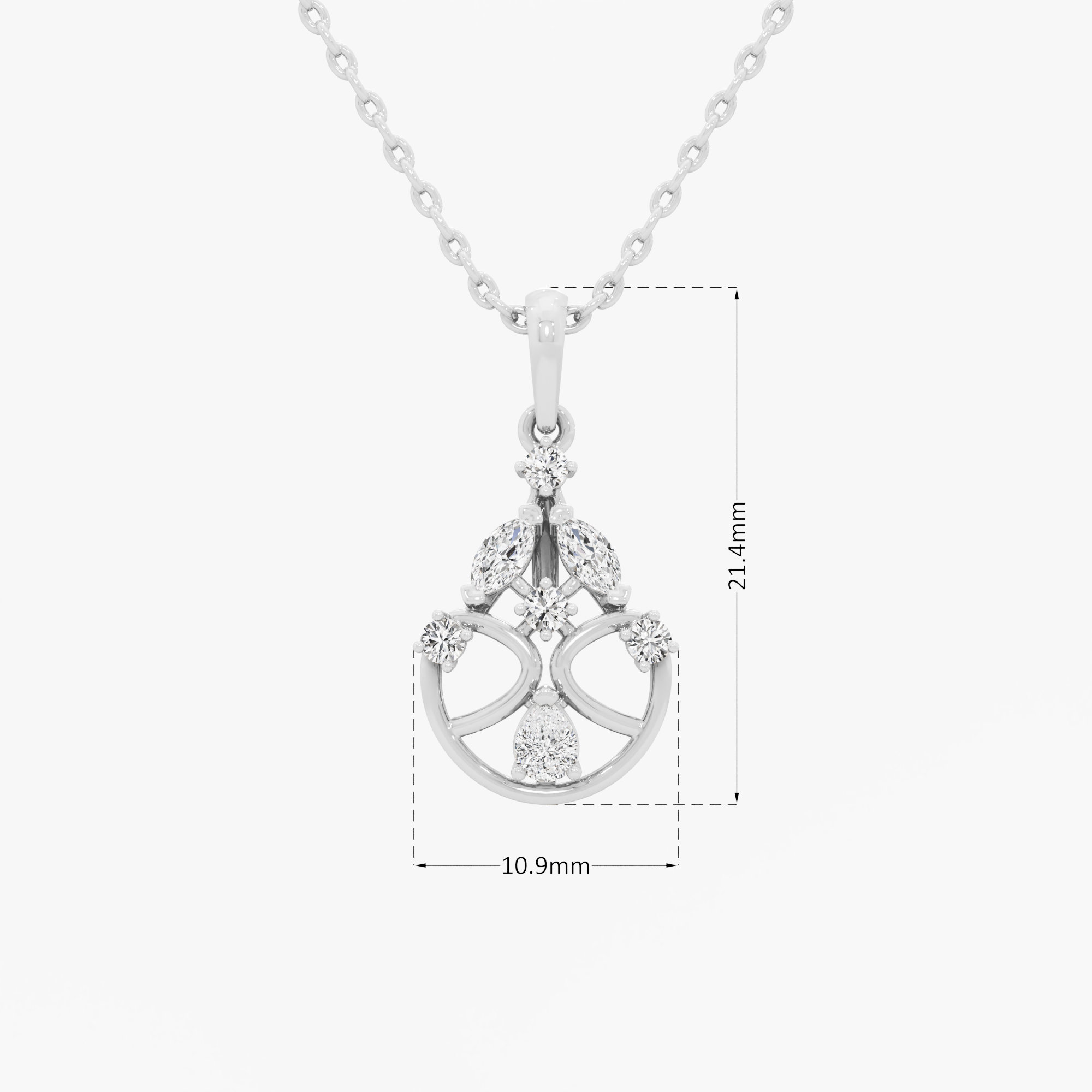 Celestial Wheel Diamond Pendants | Chain Available Separately in 9KT White Gold (Diamond Quality: FG-VVS VS)