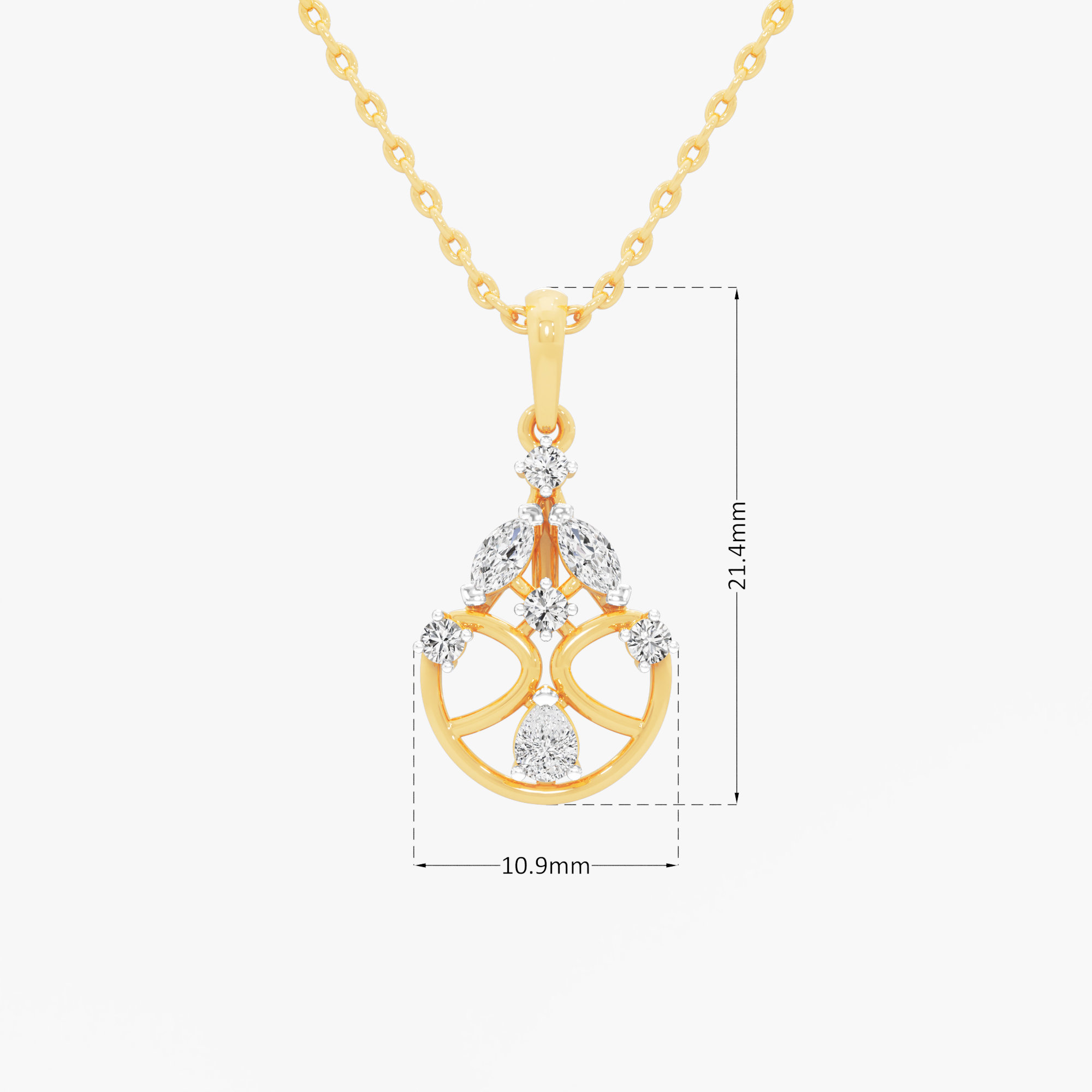 Celestial Wheel Diamond Pendants | Individual Pendant in 9KT Yellow Gold (Diamond Quality: FG-VVS VS)