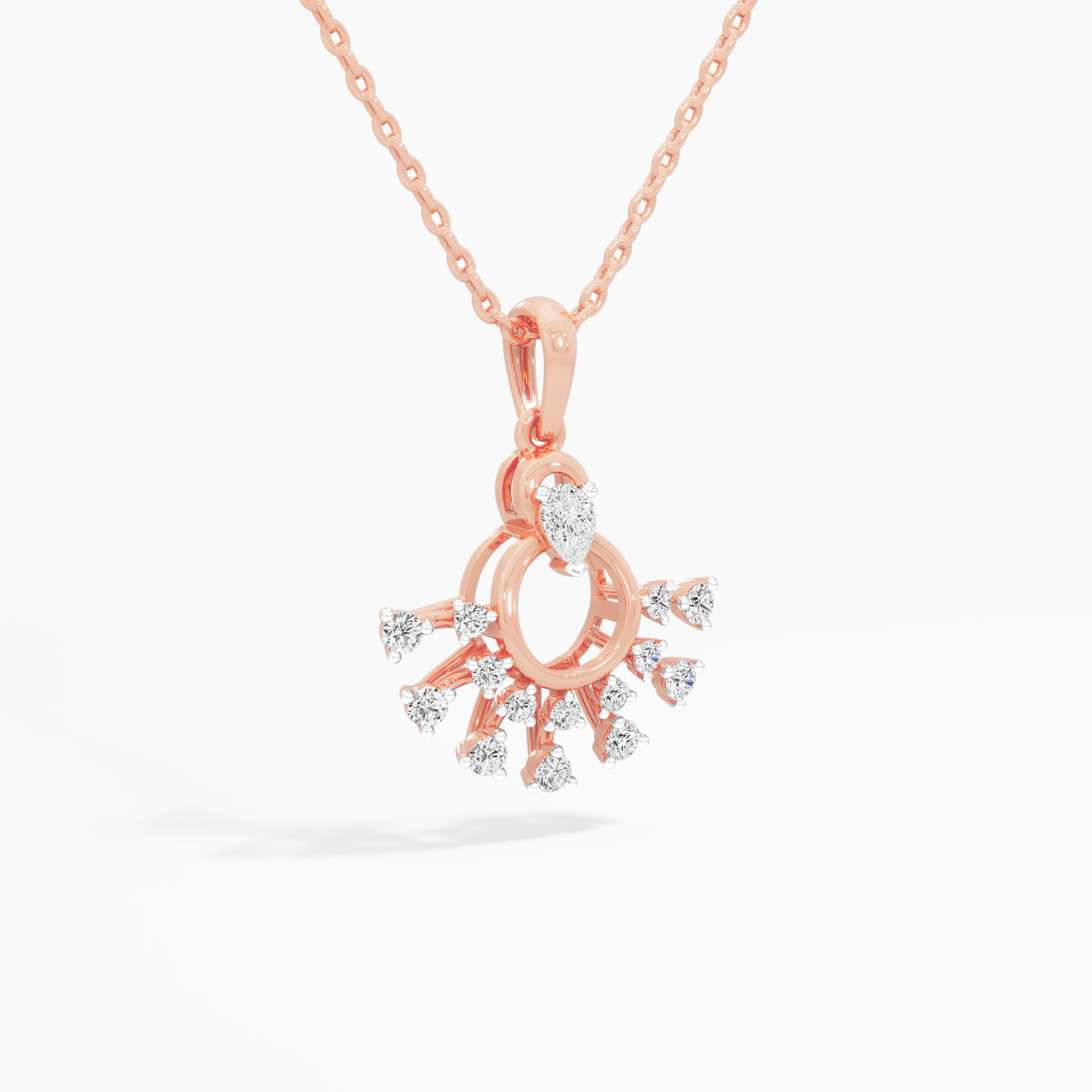 Daybreak Circle Diamond Pendants | Pendant Only in 9KT Rose Gold (Diamond Quality: FG-VVS VS)