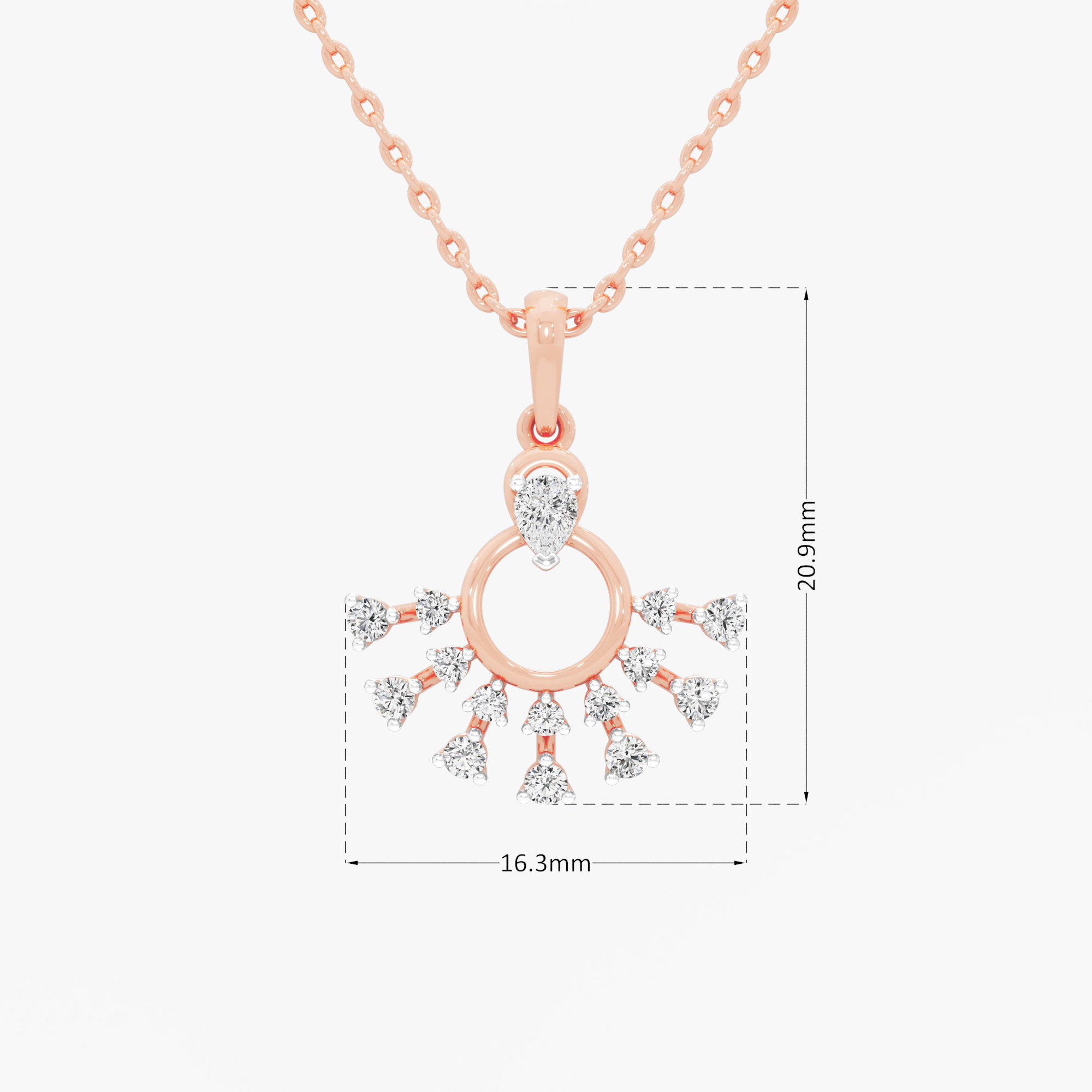 Daybreak Circle Diamond Pendants | Pendant Only in 9KT Rose Gold (Diamond Quality: FG-VVS VS)