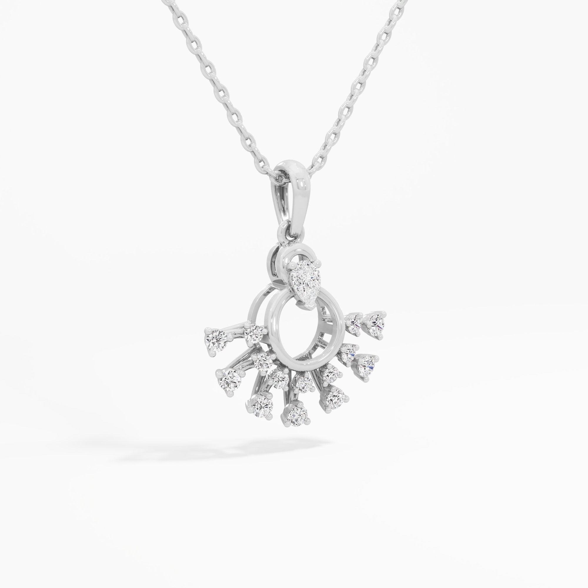 Daybreak Circle Diamond Pendants | Chain Available Separately in 9KT White Gold (Diamond Quality: FG-VVS VS)