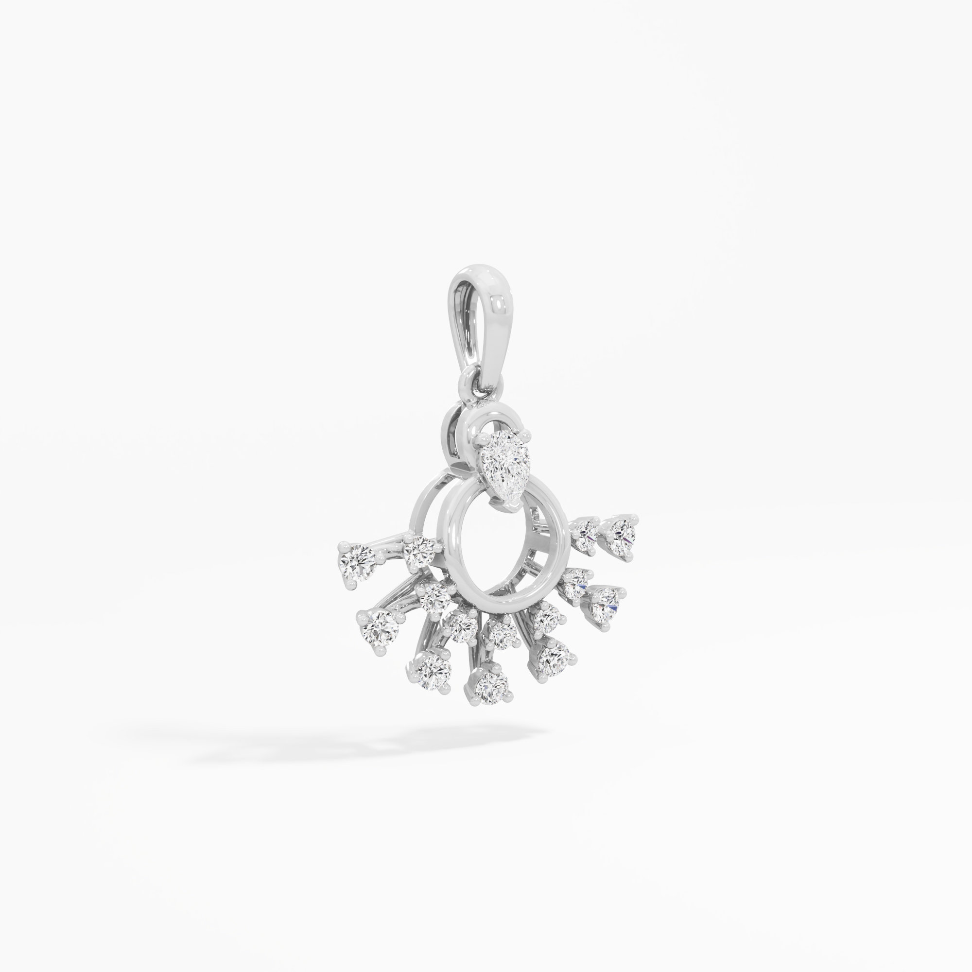 Daybreak Circle Diamond Pendants | Chain Available Separately in 9KT White Gold (Diamond Quality: FG-VVS VS)