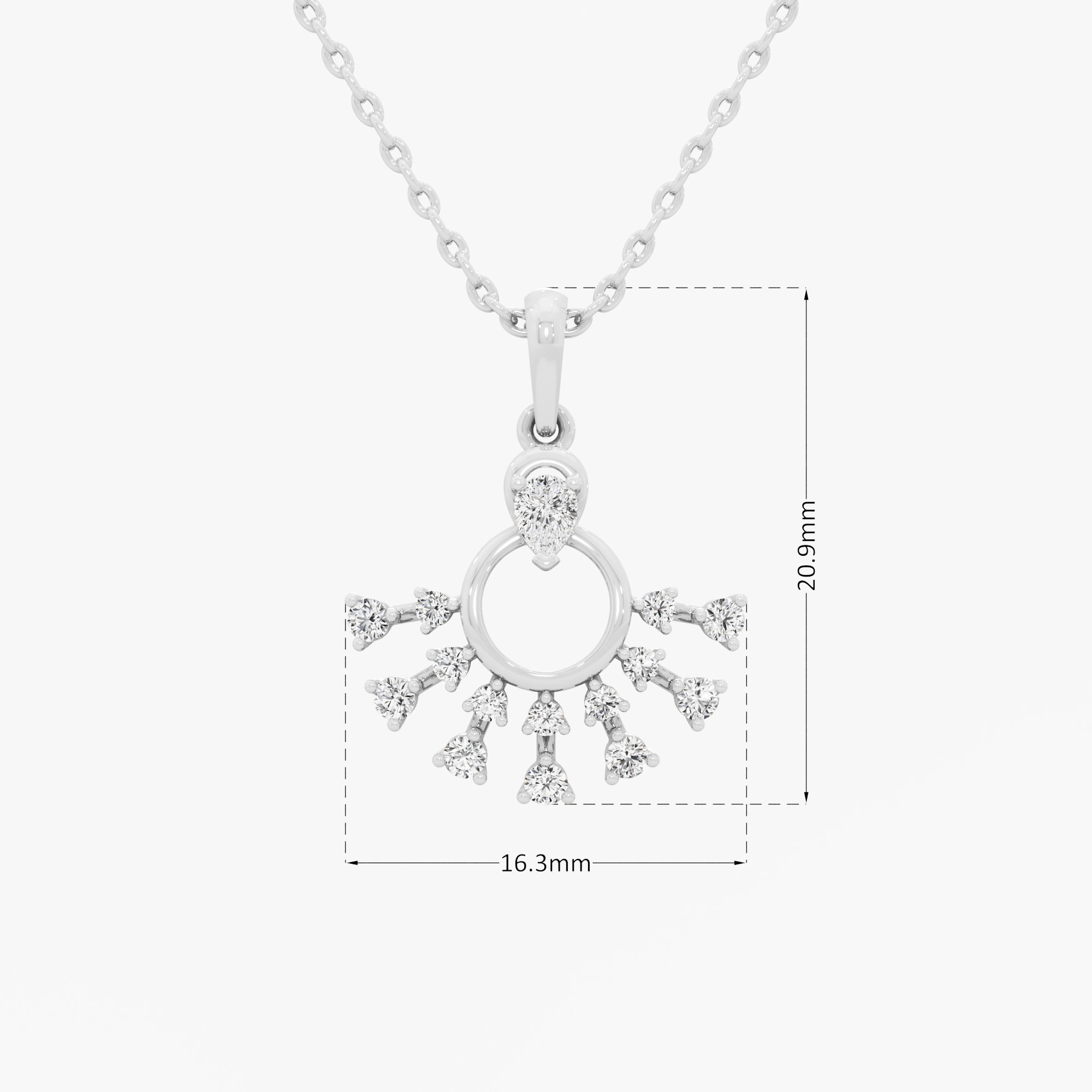 Daybreak Circle Diamond Pendants | Chain Available Separately in 9KT White Gold (Diamond Quality: FG-VVS VS)