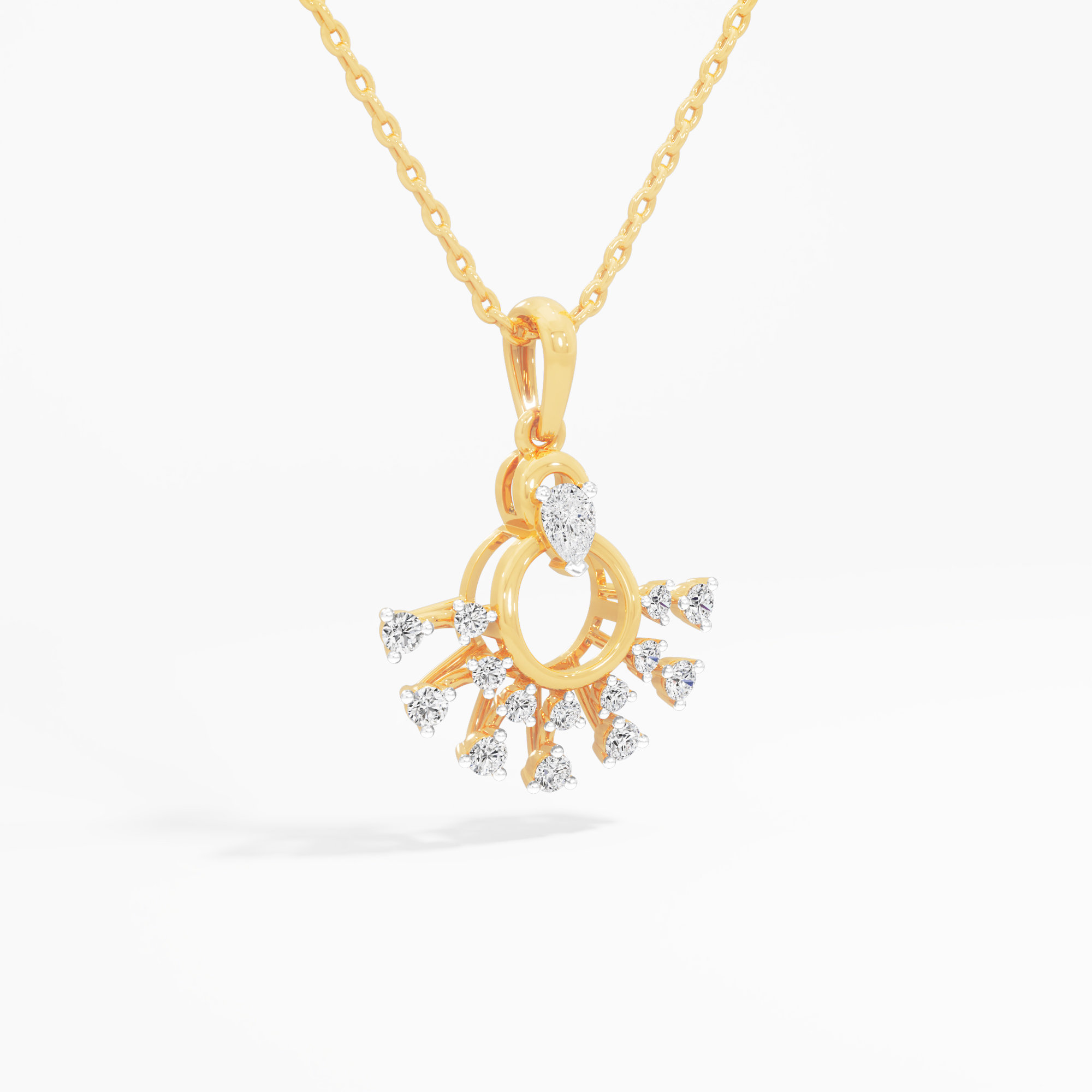 Daybreak Circle Diamond Pendants | Individual Pendant in 9KT Yellow Gold (Diamond Quality: FG-VVS VS)