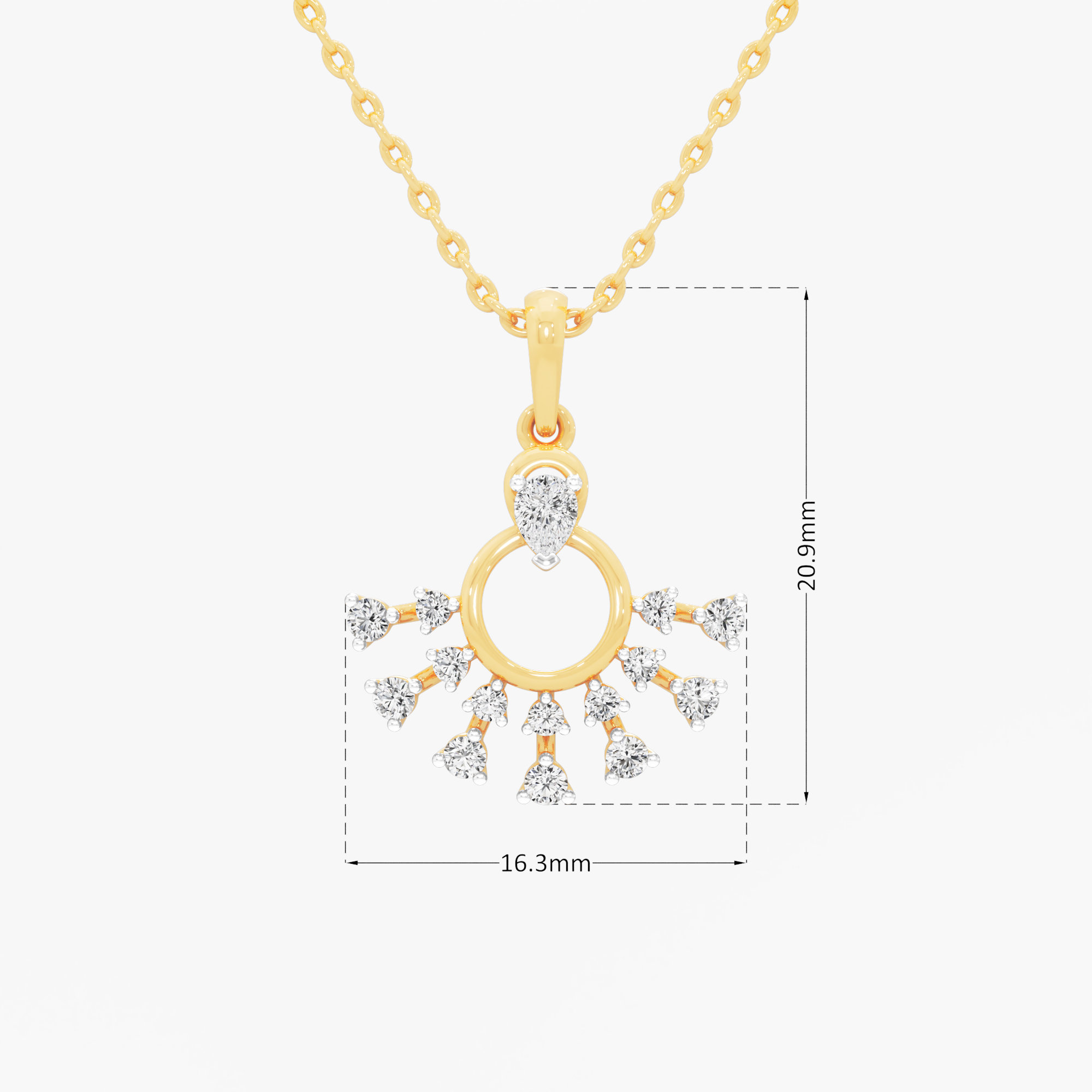 Daybreak Circle Diamond Pendants | Individual Pendant in 9KT Yellow Gold (Diamond Quality: FG-VVS VS)