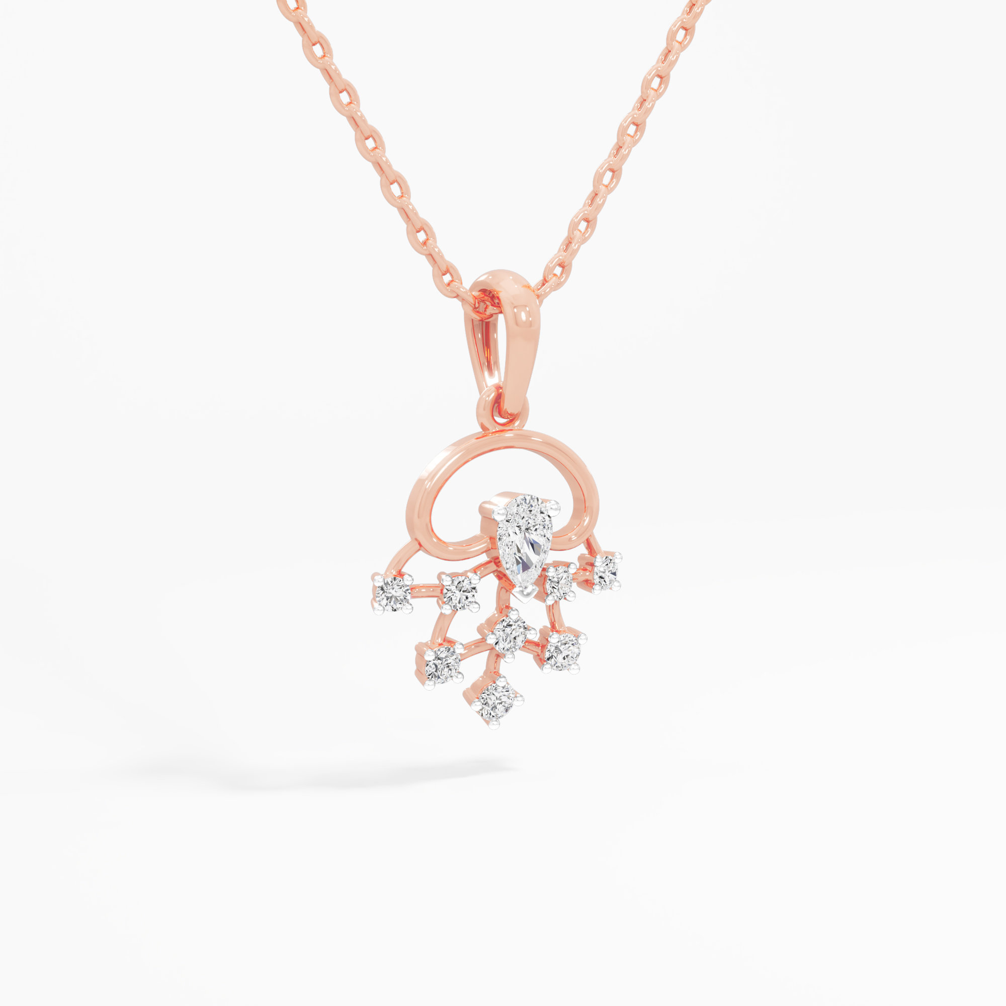 Whimsical Burst Diamond Pendants | Pendant Only in 9KT Rose Gold (Diamond Quality: FG-VVS VS)