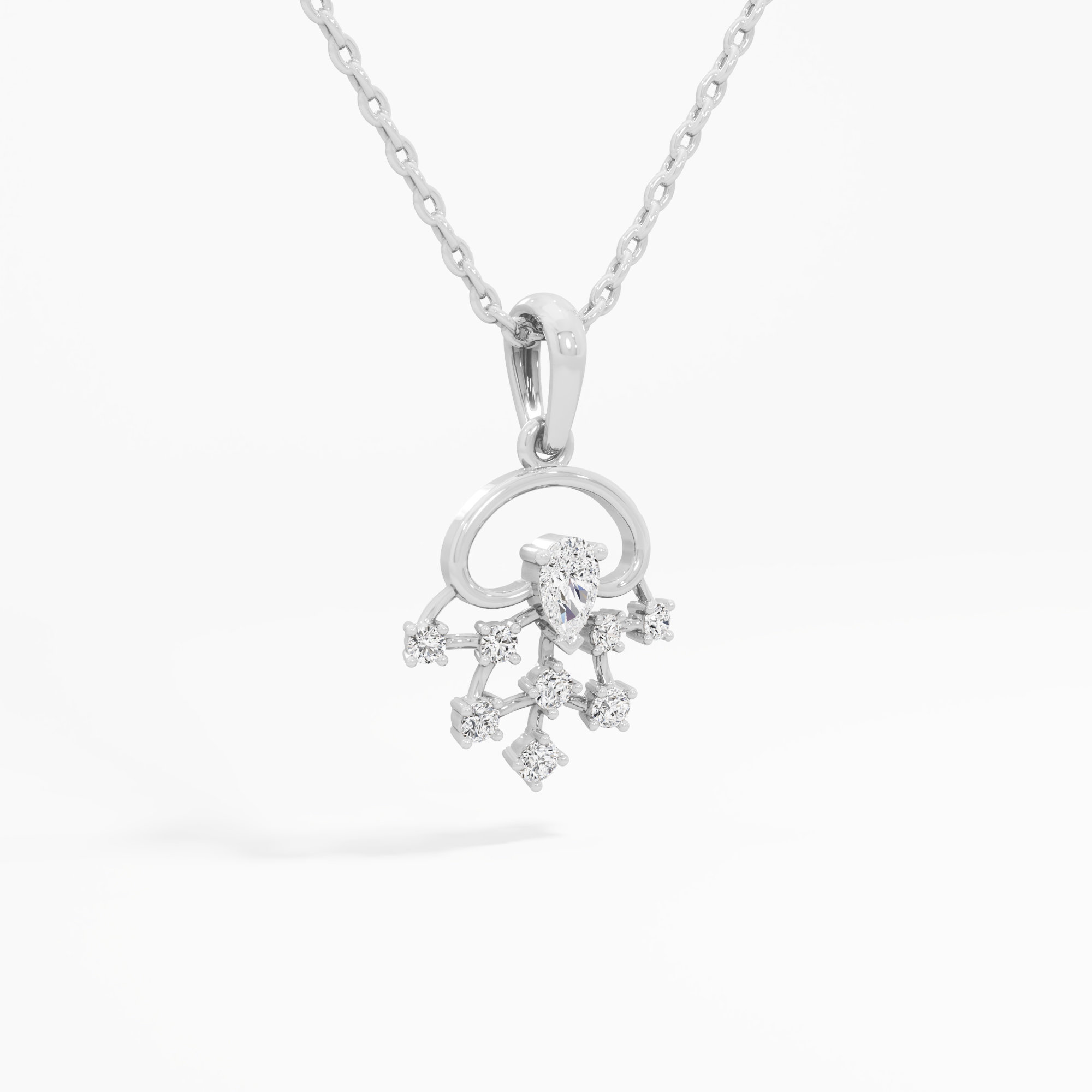 Whimsical Burst Diamond Pendants | Chain Available Separately in 9KT White Gold (Diamond Quality: FG-VVS VS)