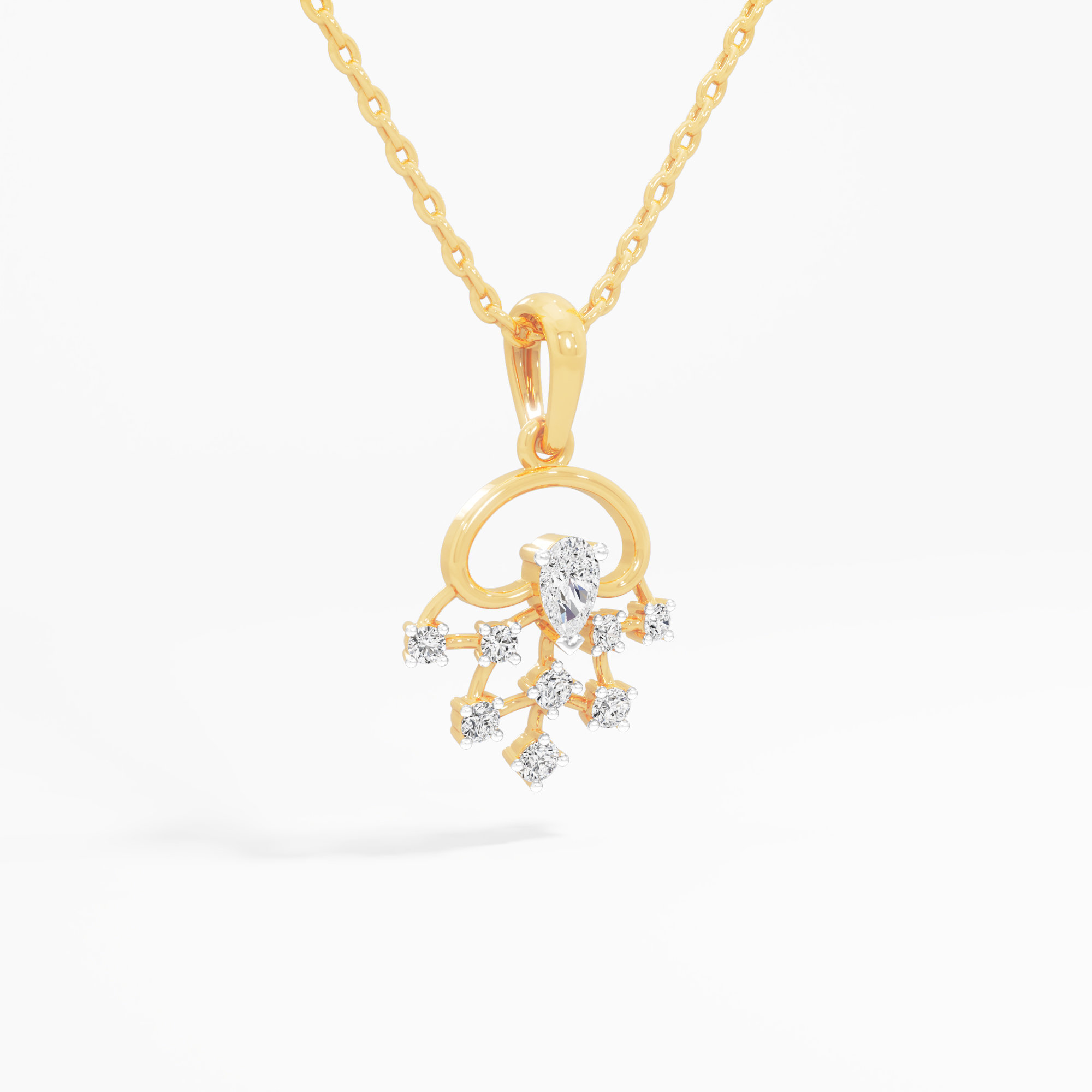 Whimsical Burst Diamond Pendants | Individual Pendant in 9KT Yellow Gold (Diamond Quality: FG-VVS VS)