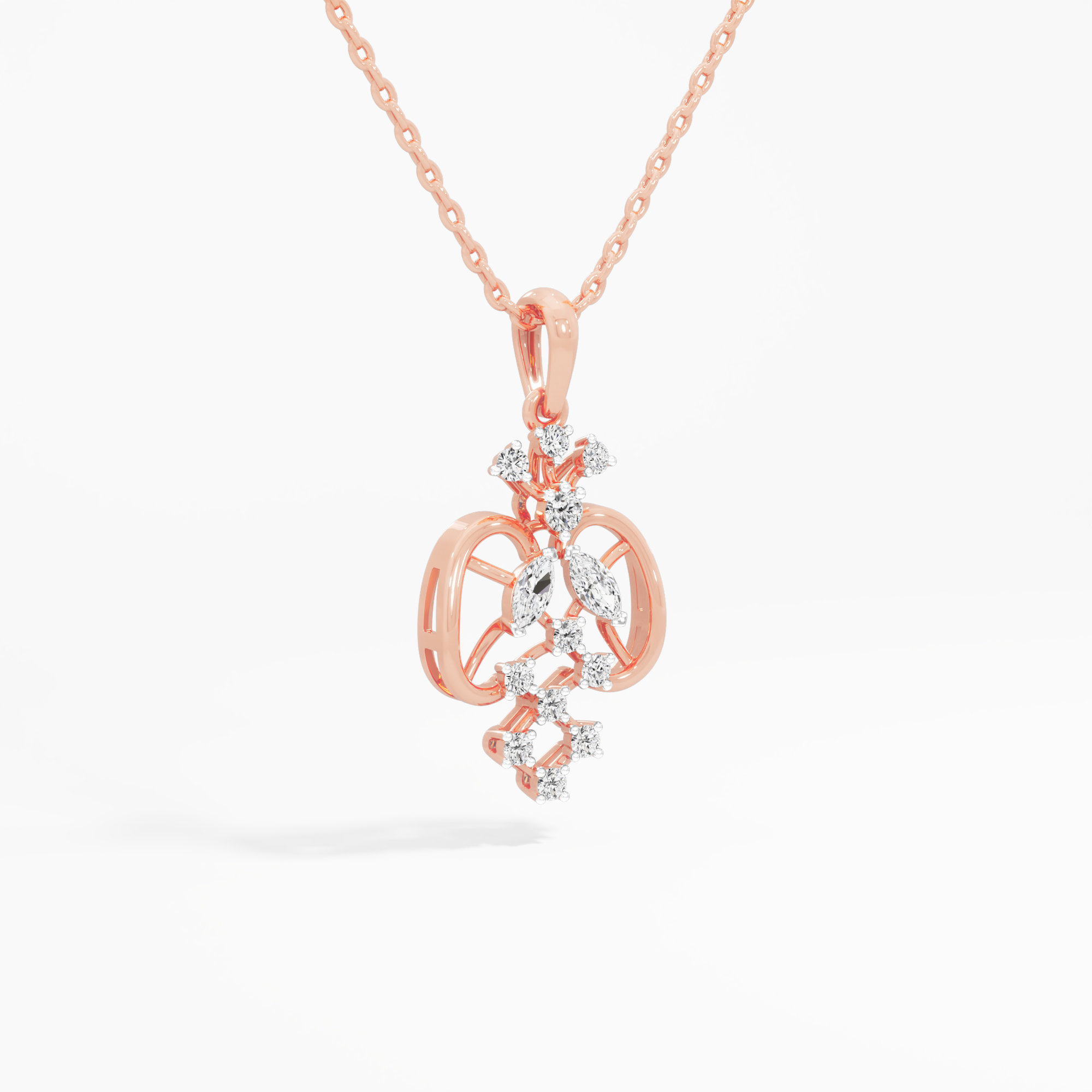 Heritage Lattice Diamond Pendants | Pendant Only in 9KT Rose Gold (Diamond Quality: FG-VVS VS)