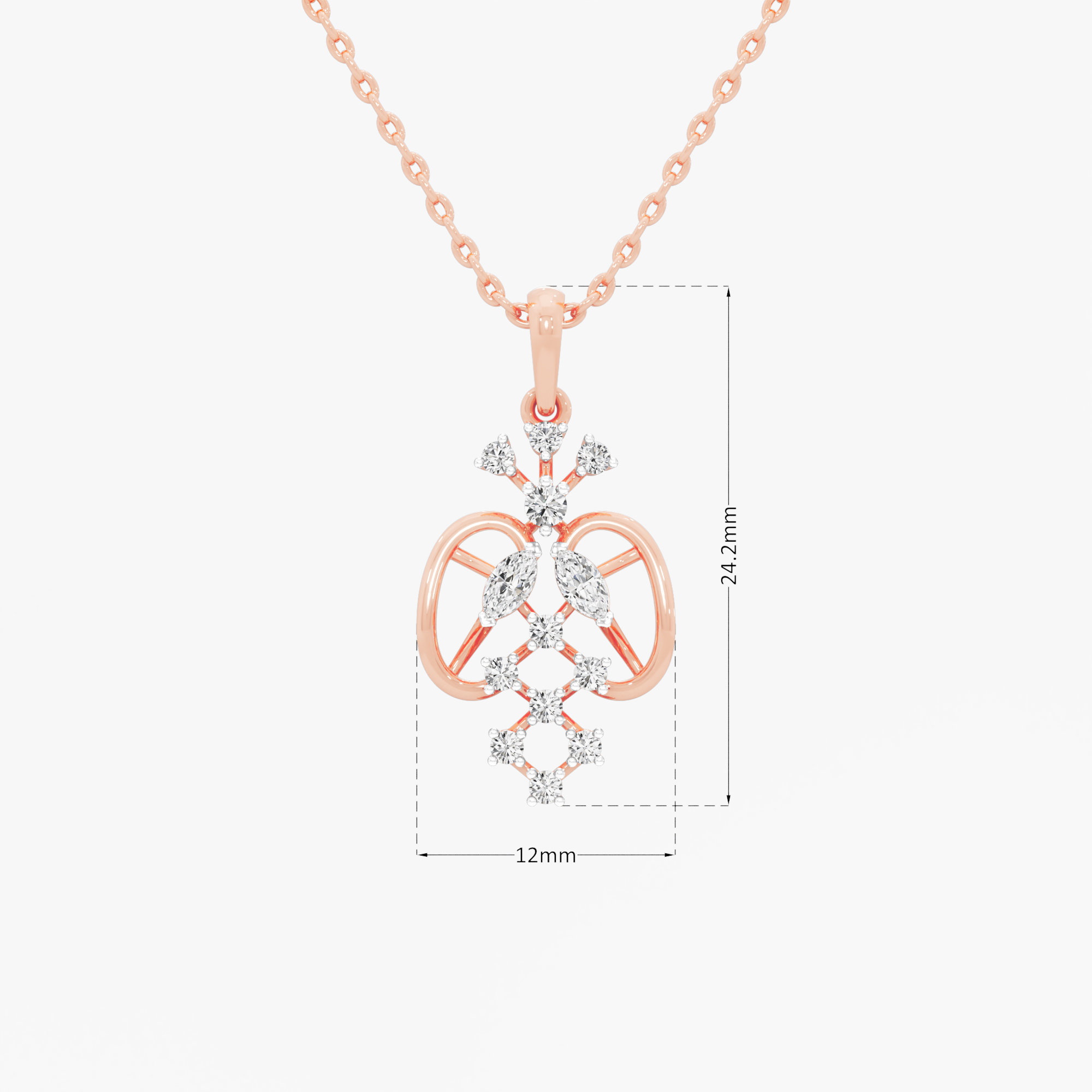 Heritage Lattice Diamond Pendants | Pendant Only in 9KT Rose Gold (Diamond Quality: FG-VVS VS)