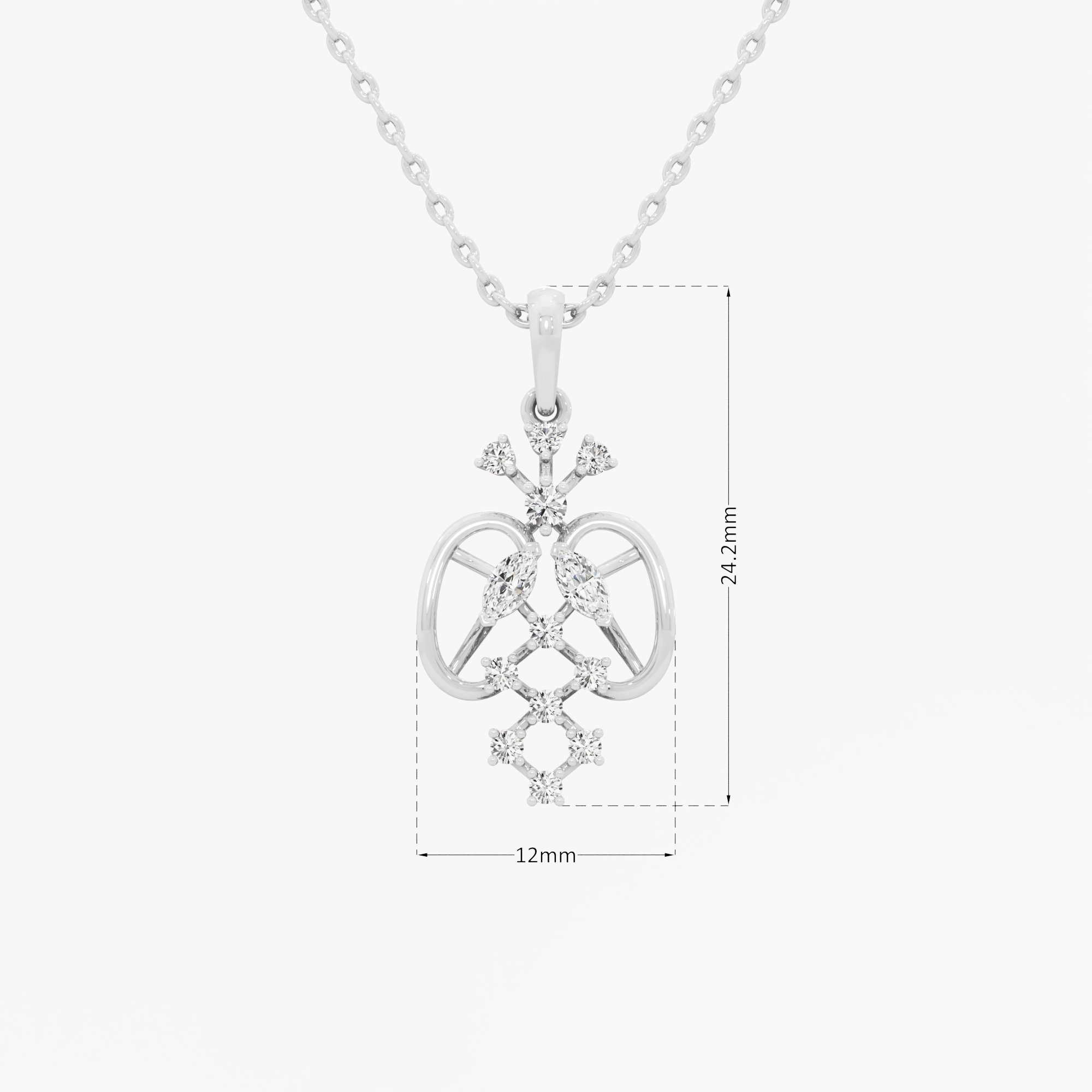 Heritage Lattice Diamond Pendants | Chain Available Separately in 9KT White Gold (Diamond Quality: FG-VVS VS)