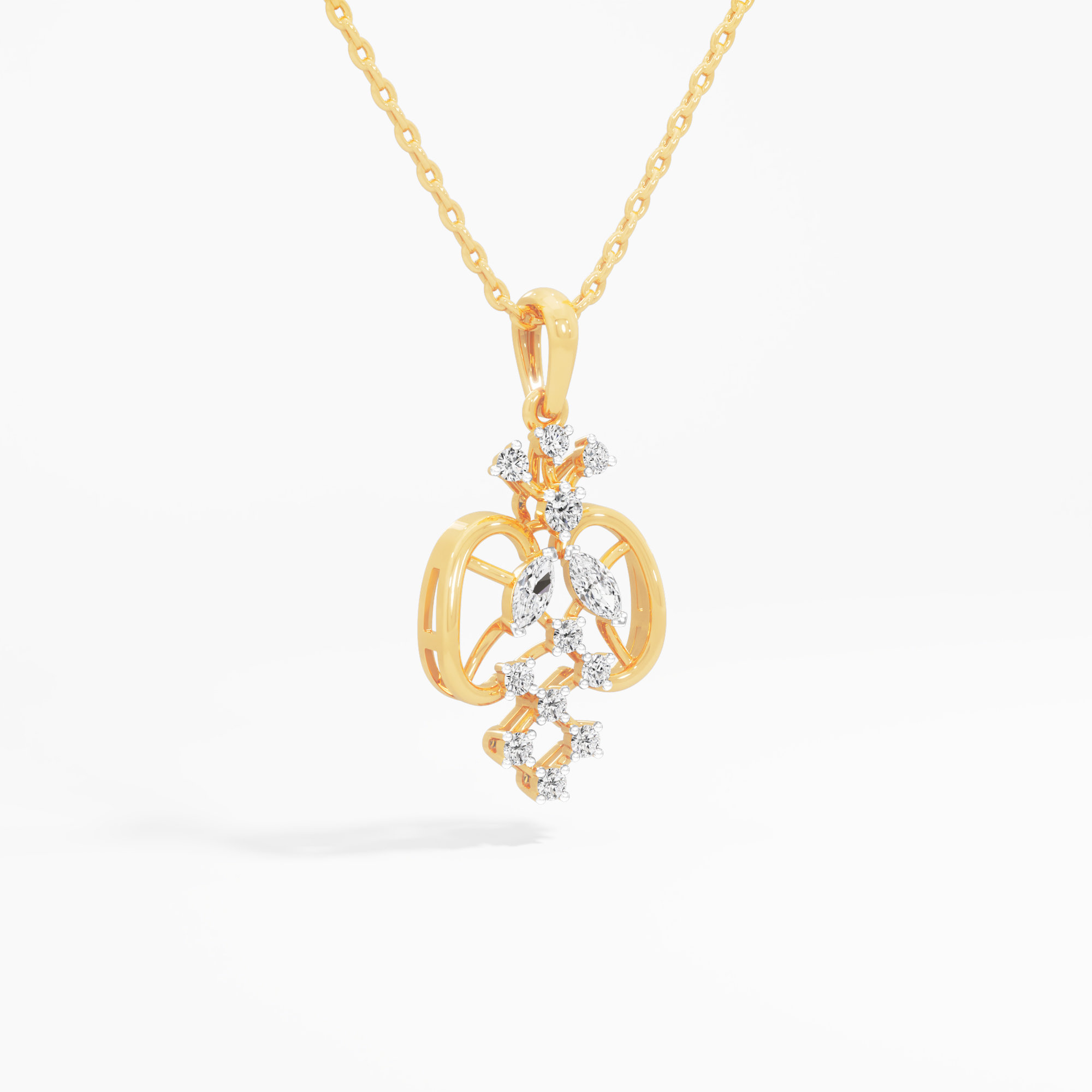 Heritage Lattice Diamond Pendants | Individual Pendant in 9KT Yellow Gold (Diamond Quality: FG-VVS VS)