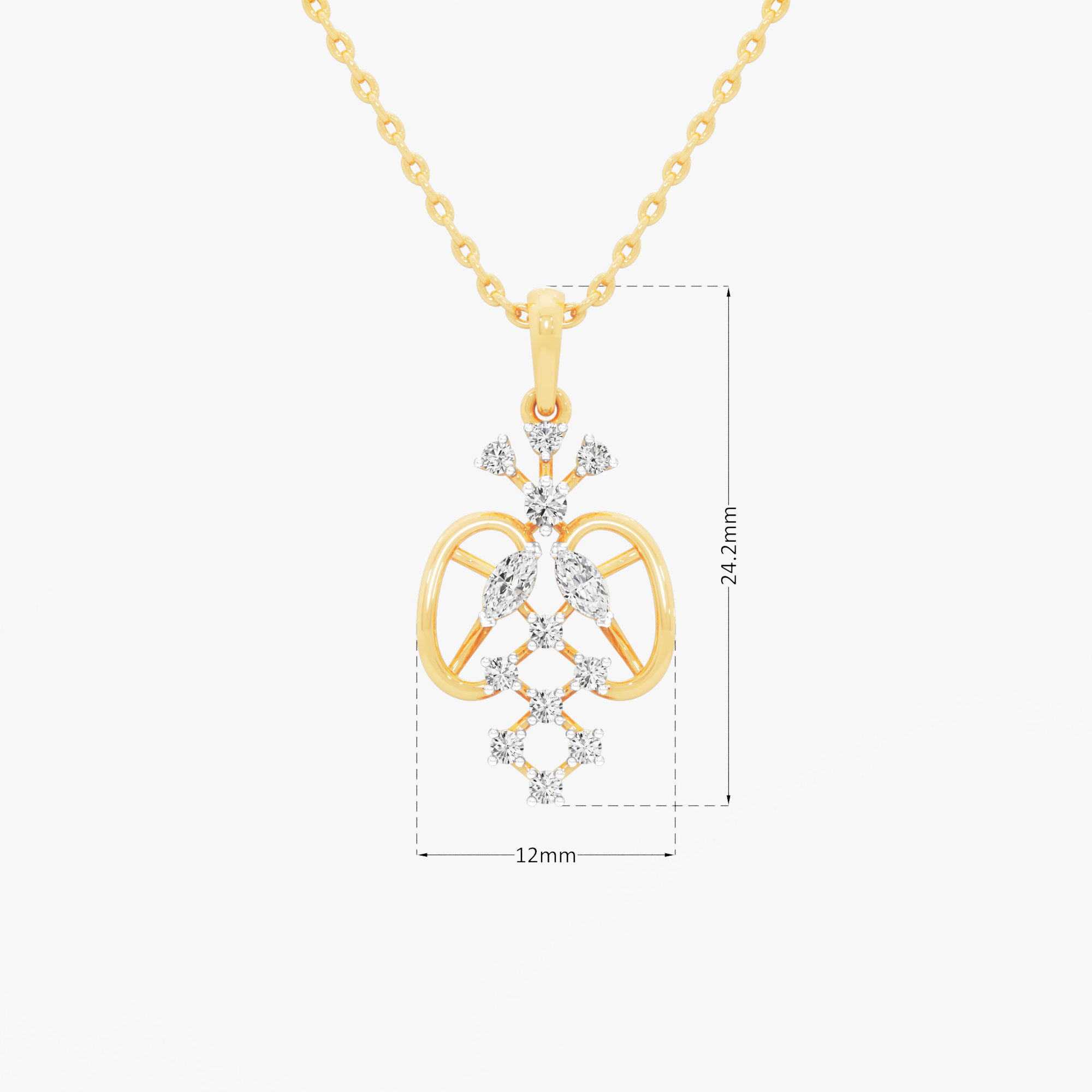 Heritage Lattice Diamond Pendants | Individual Pendant in 9KT Yellow Gold (Diamond Quality: FG-VVS VS)