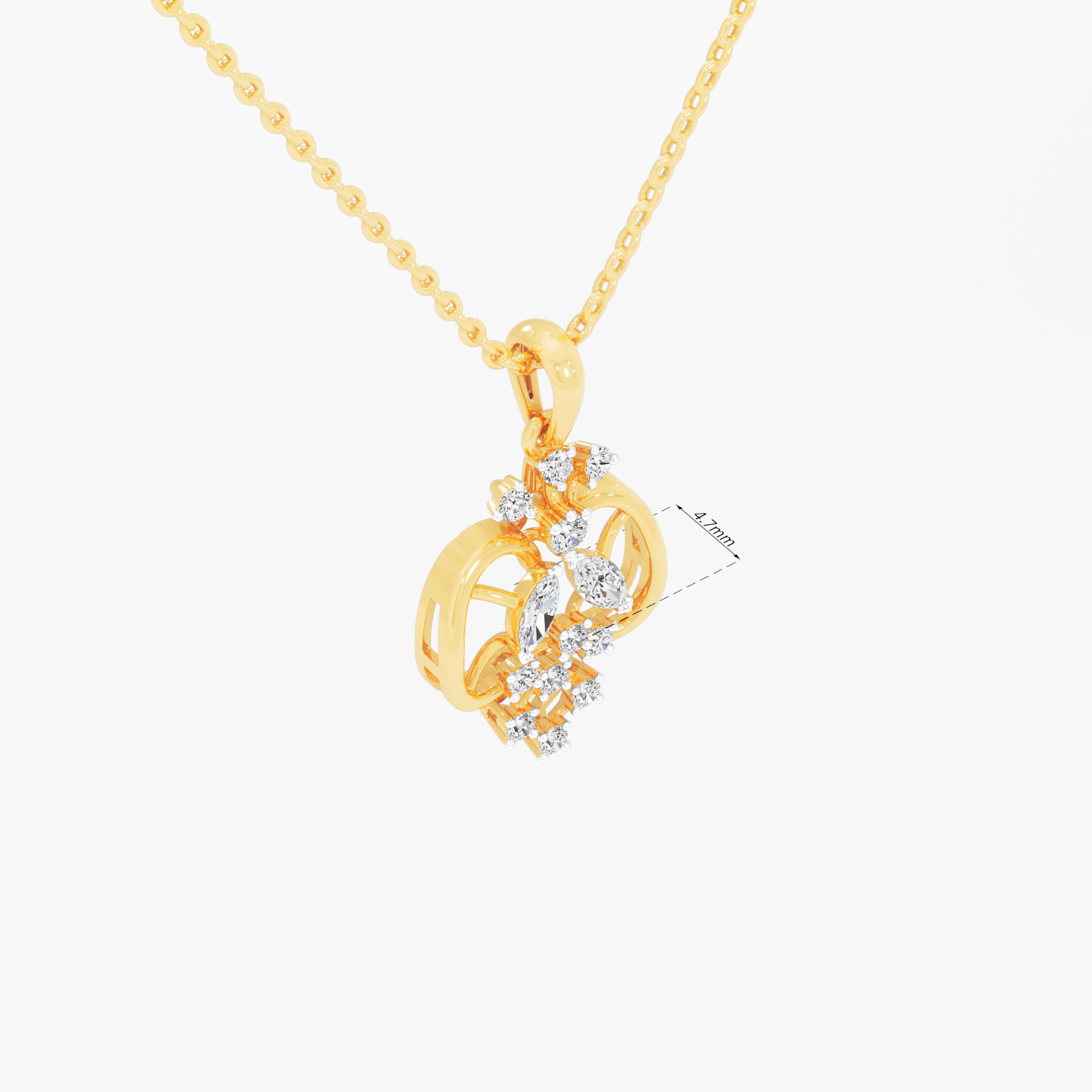Heritage Lattice Diamond Pendants | Individual Pendant in 9KT Yellow Gold (Diamond Quality: FG-VVS VS)