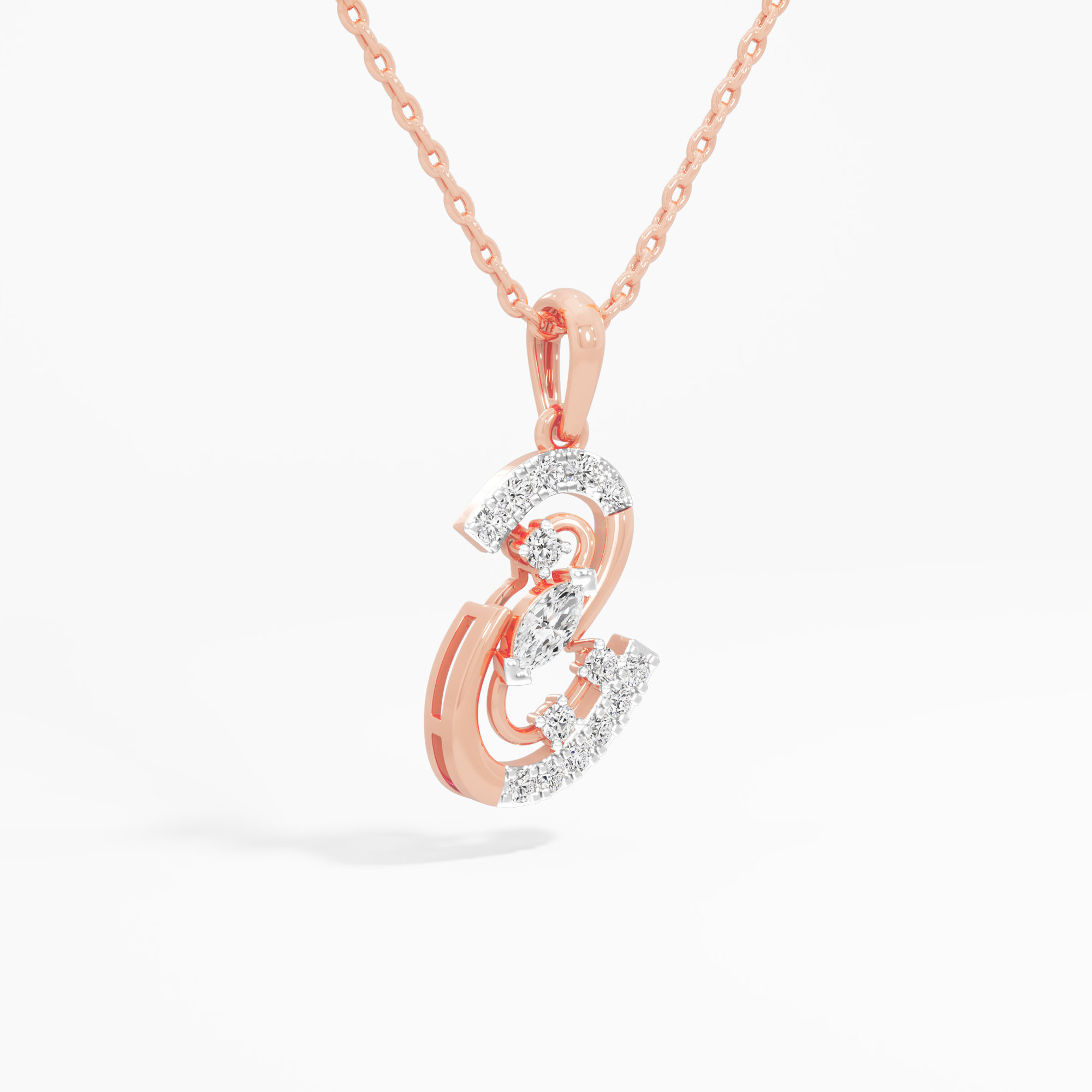 Spiral Muse Diamond Pendants | Pendant Only in 9KT Rose Gold (Diamond Quality: FG-VVS VS)