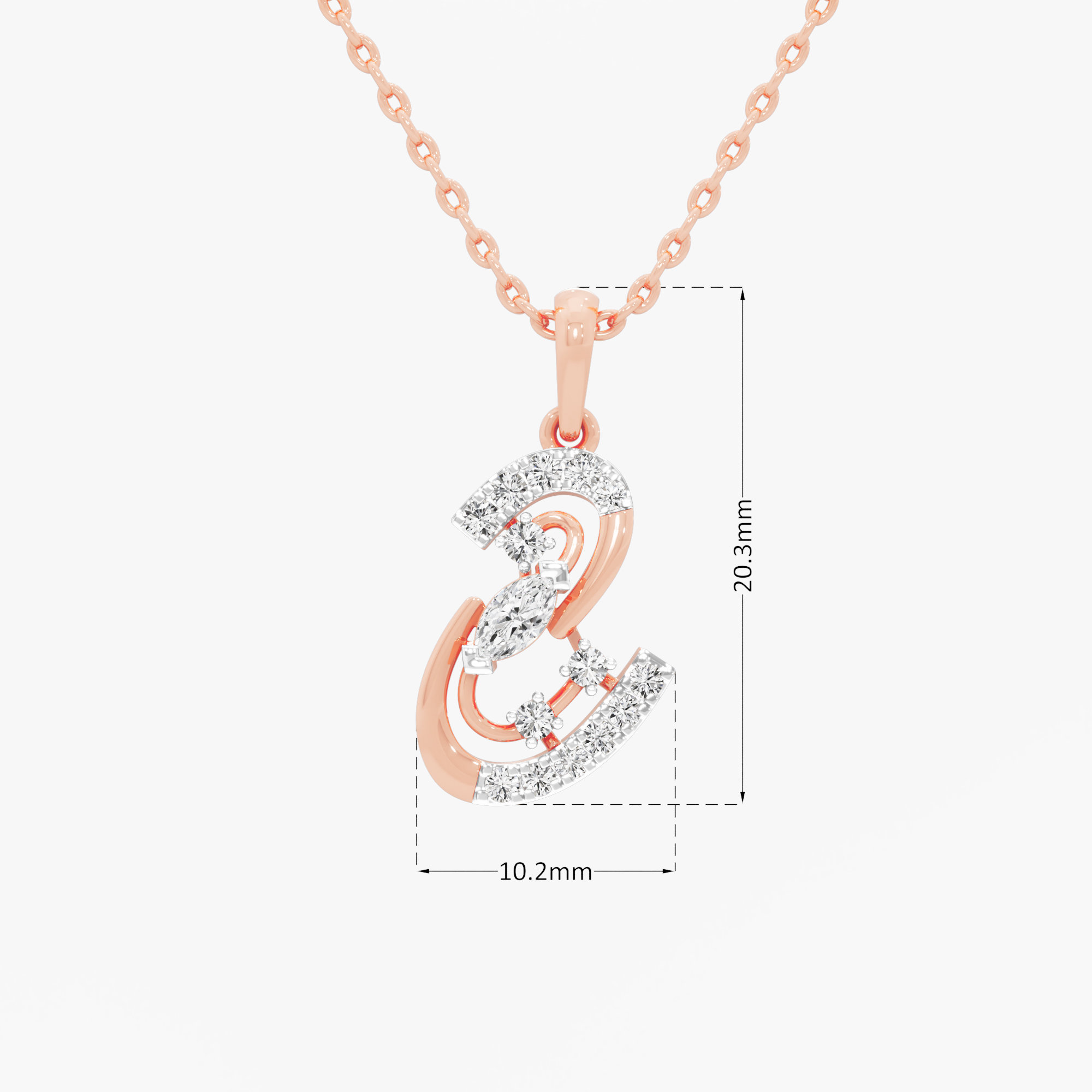 Spiral Muse Diamond Pendants | Pendant Only in 9KT Rose Gold (Diamond Quality: FG-VVS VS)