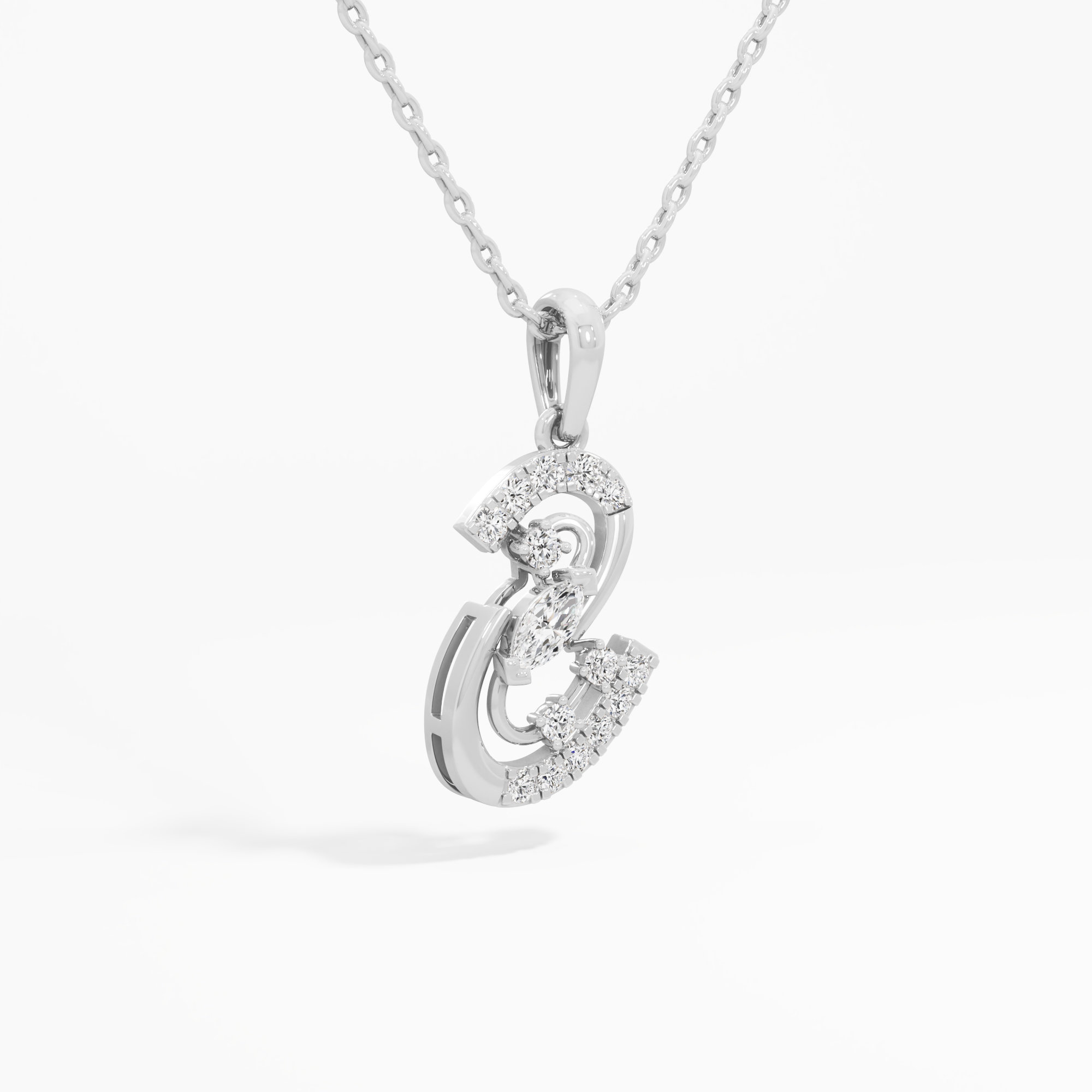 Spiral Muse Diamond Pendants | Chain Available Separately in 9KT White Gold (Diamond Quality: FG-VVS VS)