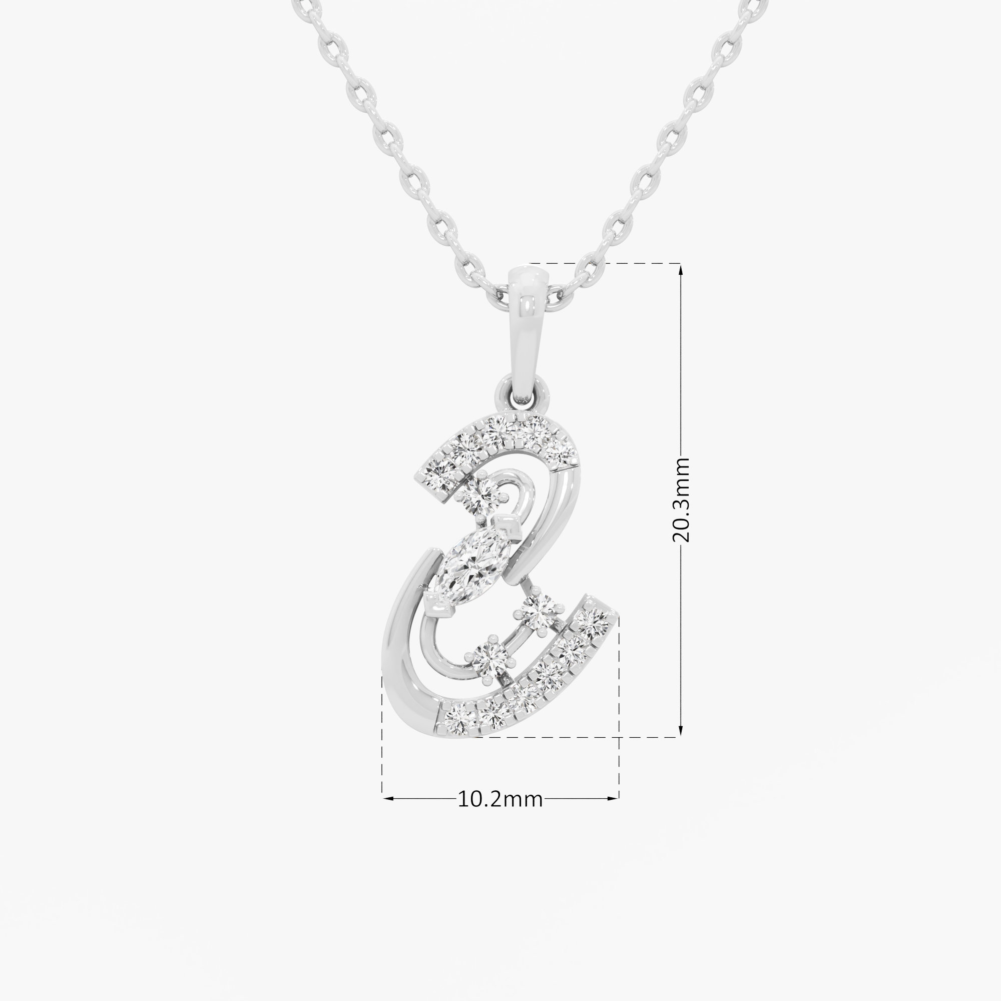 Spiral Muse Diamond Pendants | Chain Available Separately in 9KT White Gold (Diamond Quality: FG-VVS VS)