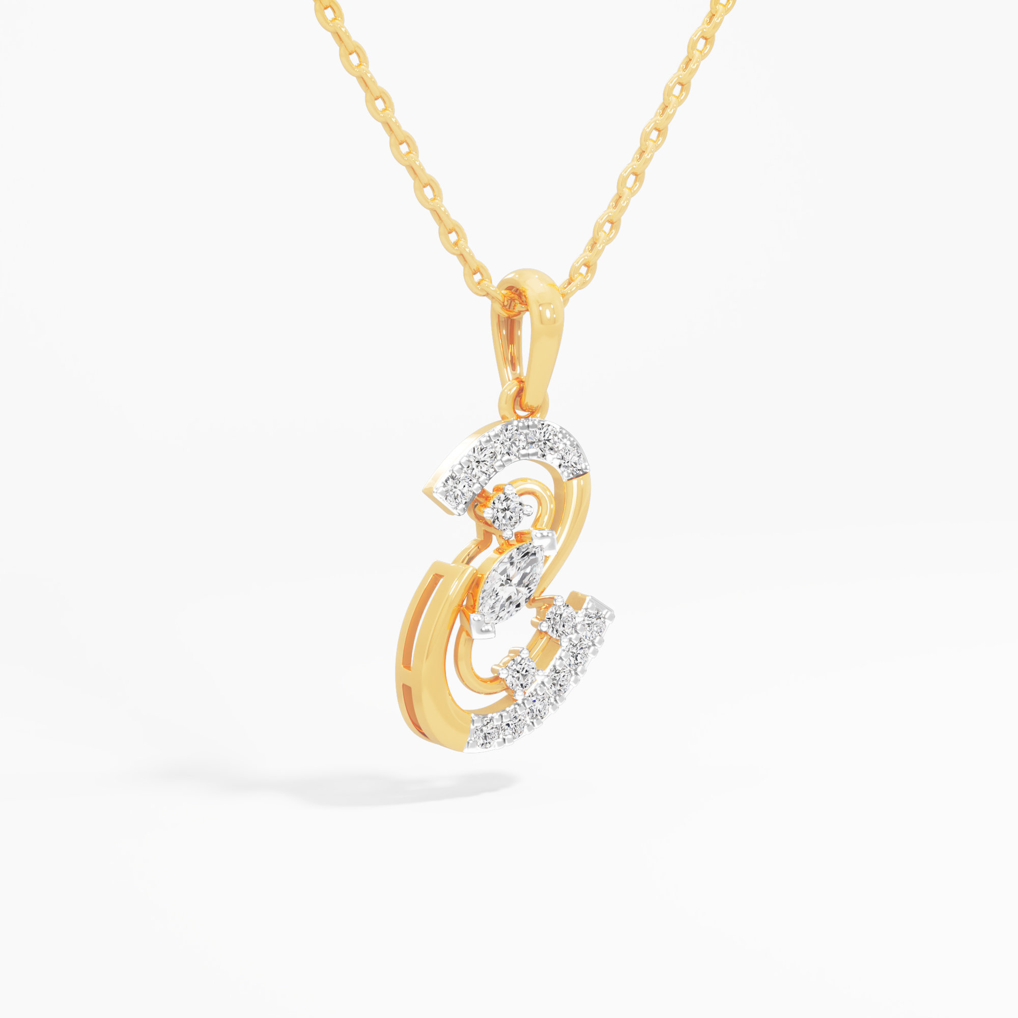 Spiral Muse Diamond Pendants | Individual Pendant in 9KT Yellow Gold (Diamond Quality: FG-VVS VS)