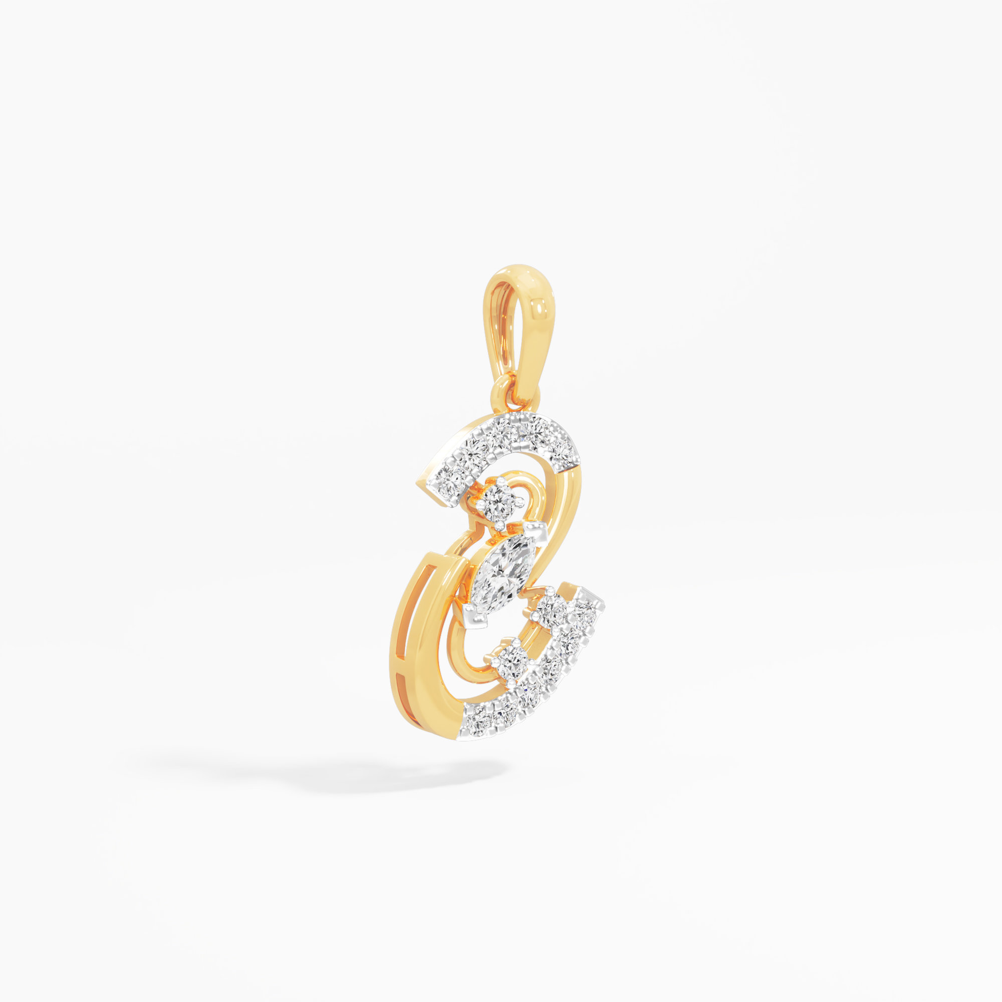 Spiral Muse Diamond Pendants | Individual Pendant in 9KT Yellow Gold (Diamond Quality: FG-VVS VS)