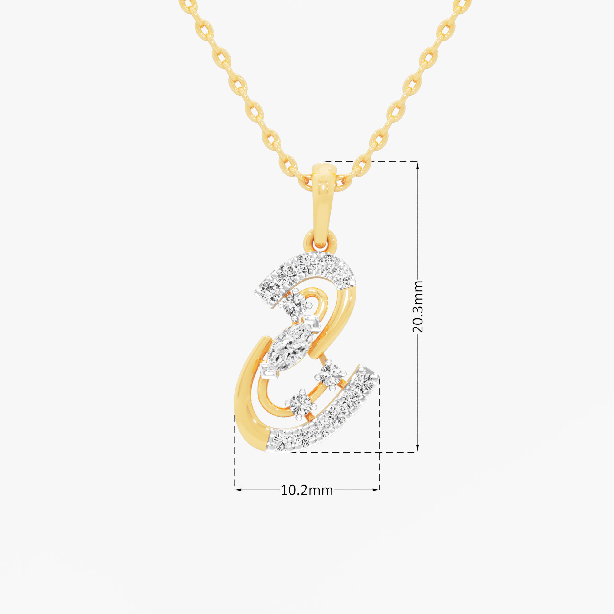 Spiral Muse Diamond Pendants | Individual Pendant in 9KT Yellow Gold (Diamond Quality: FG-VVS VS)