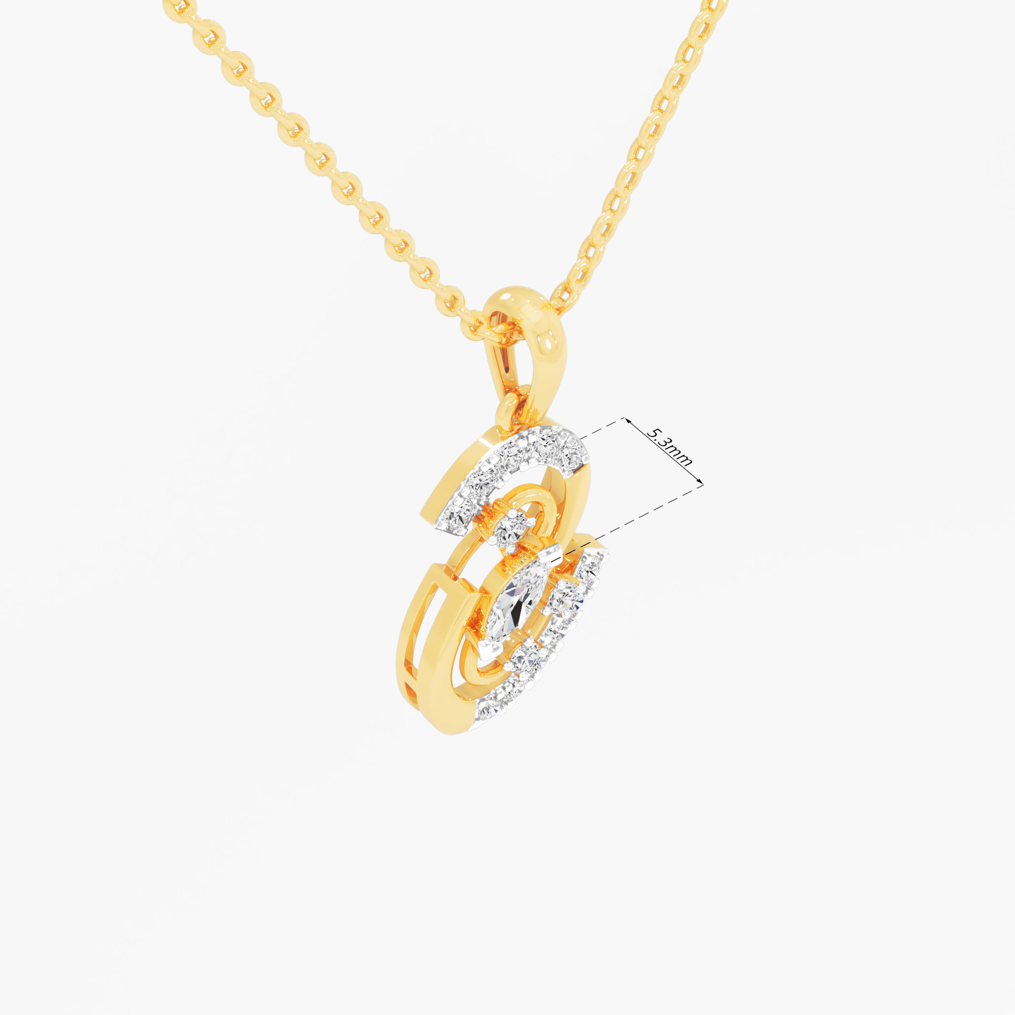 Spiral Muse Diamond Pendants | Individual Pendant in 9KT Yellow Gold (Diamond Quality: FG-VVS VS)
