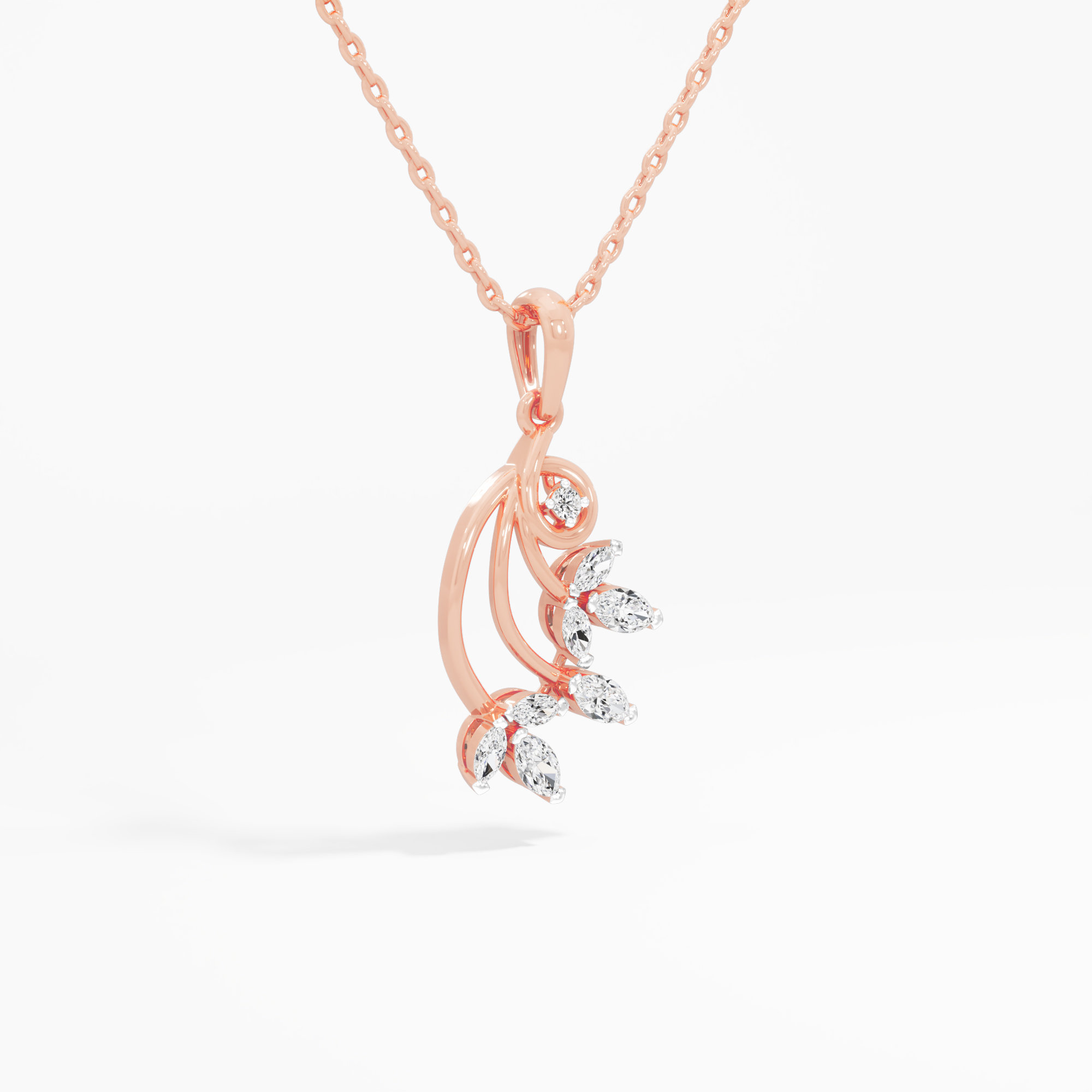 Willow Vine Diamond Pendants | Pendant Only in 9KT Rose Gold (Diamond Quality: FG-VVS VS)