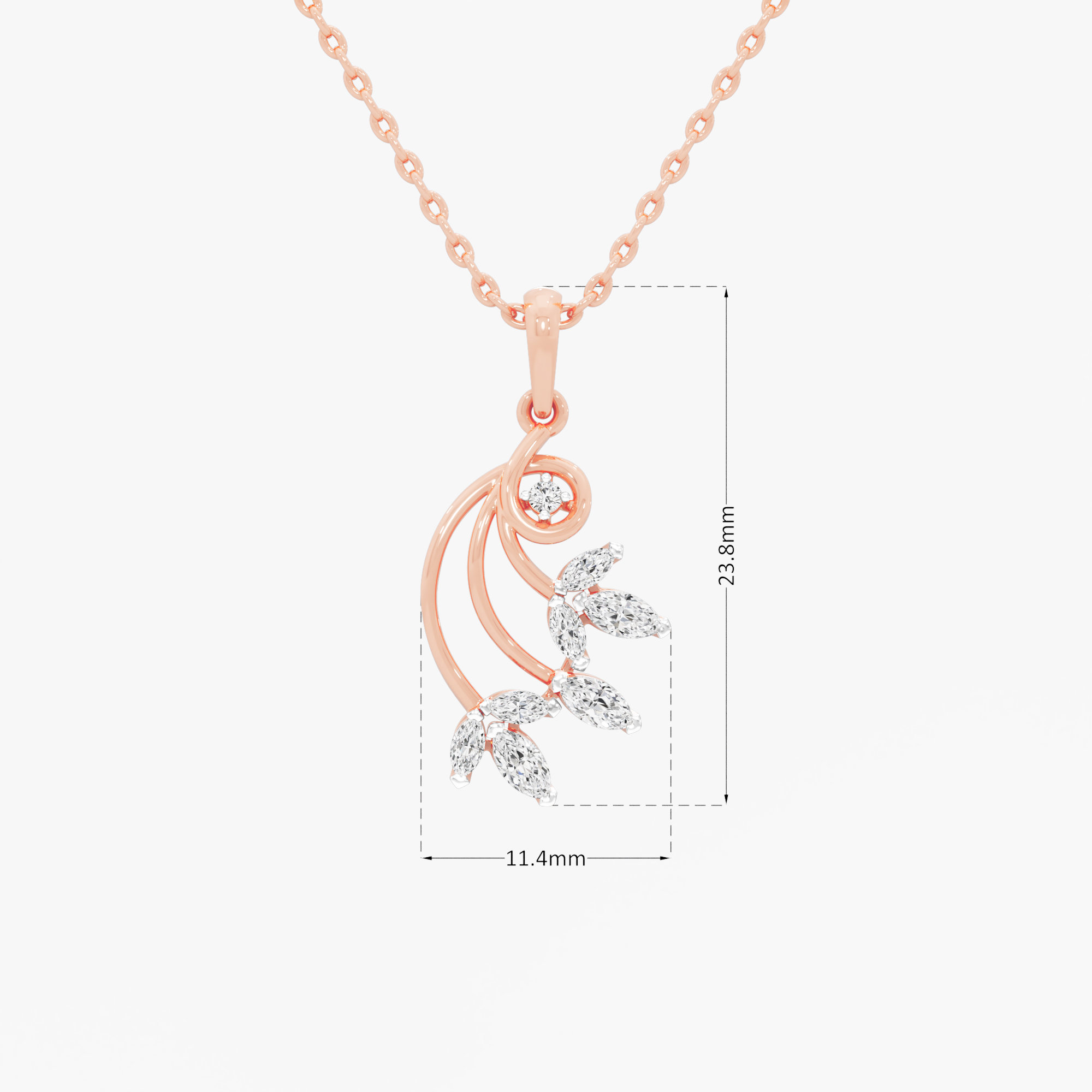 Willow Vine Diamond Pendants | Pendant Only in 9KT Rose Gold (Diamond Quality: FG-VVS VS)